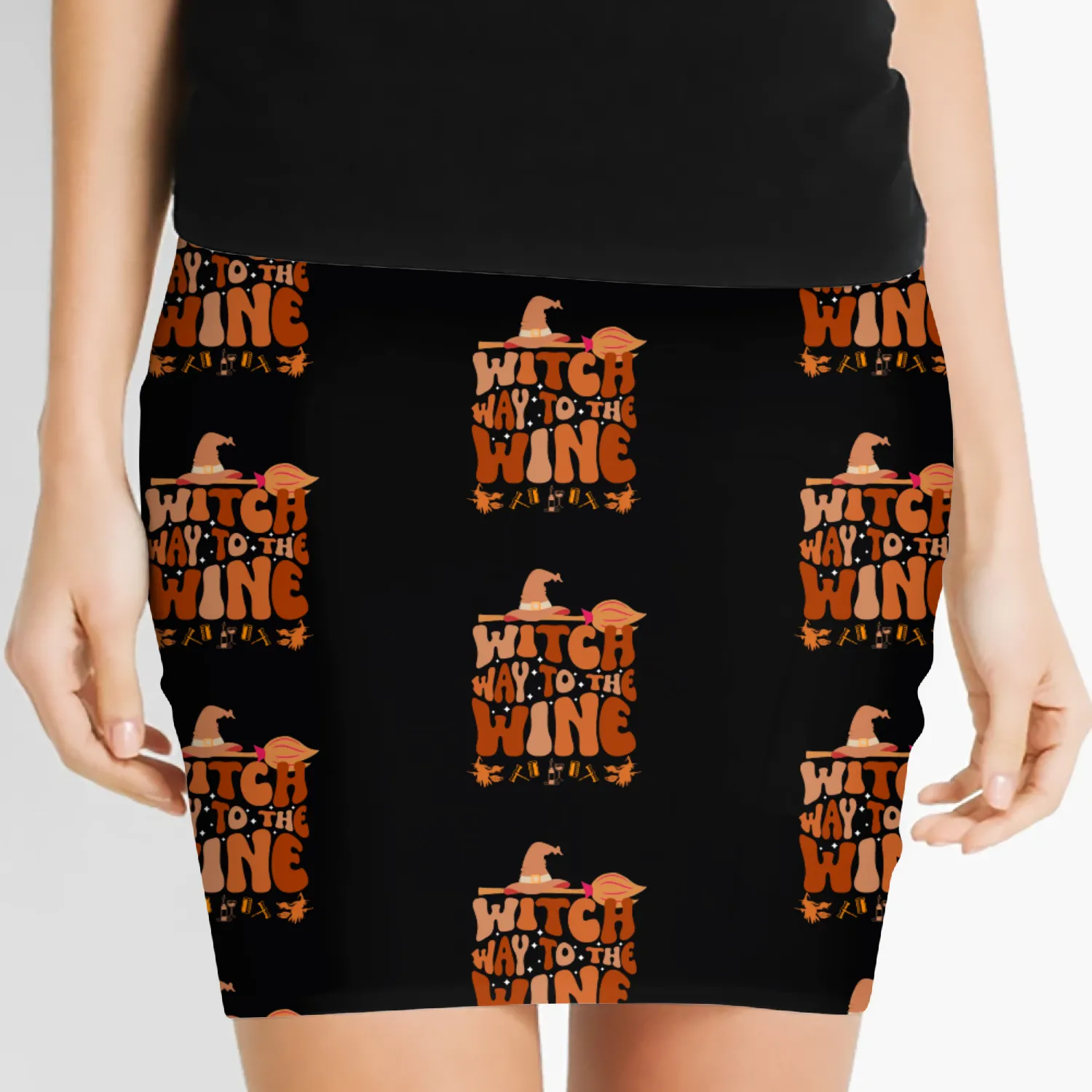 Halloween Witch Way To The Wine Women's Mini Skirts