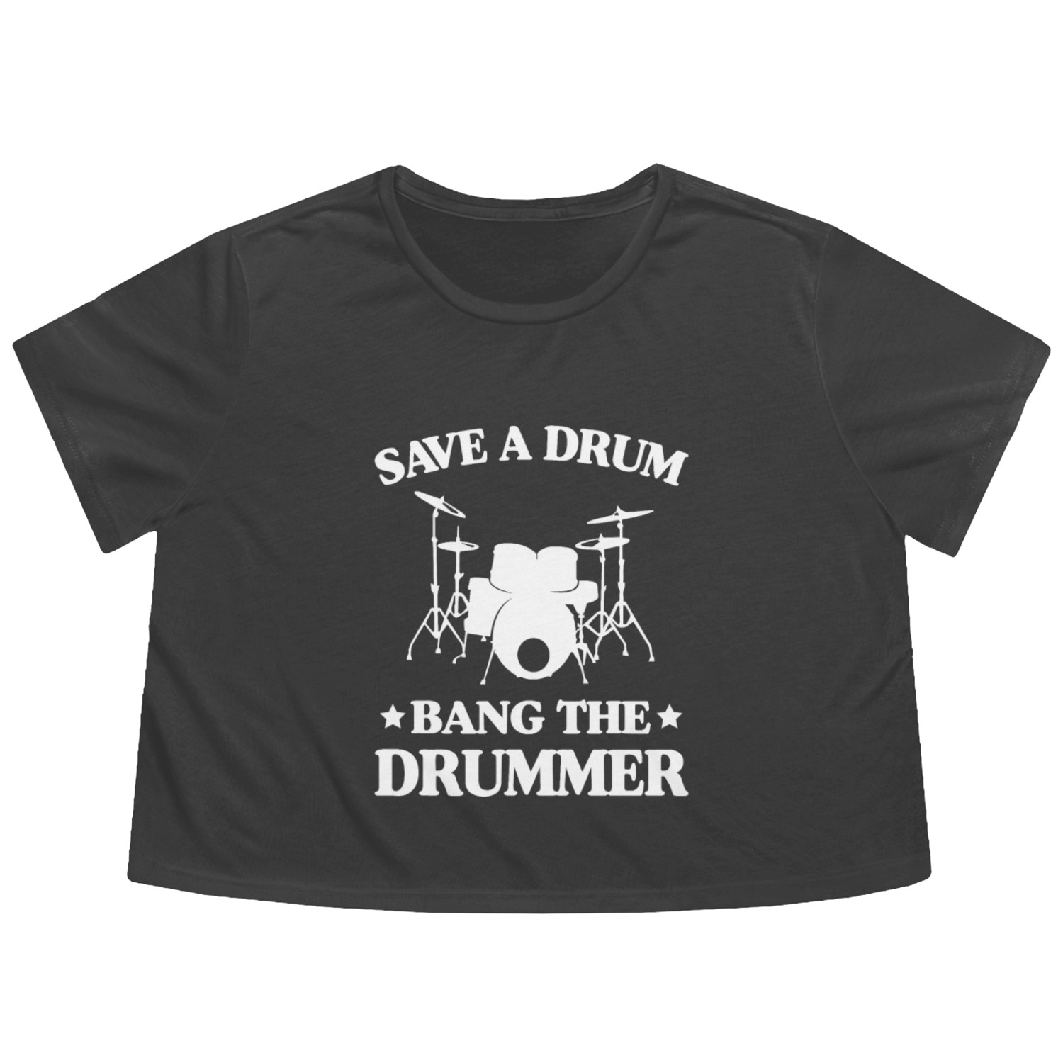 Save A Drum Bang The Drummer Funny Drummer Flowy Cropped Tees