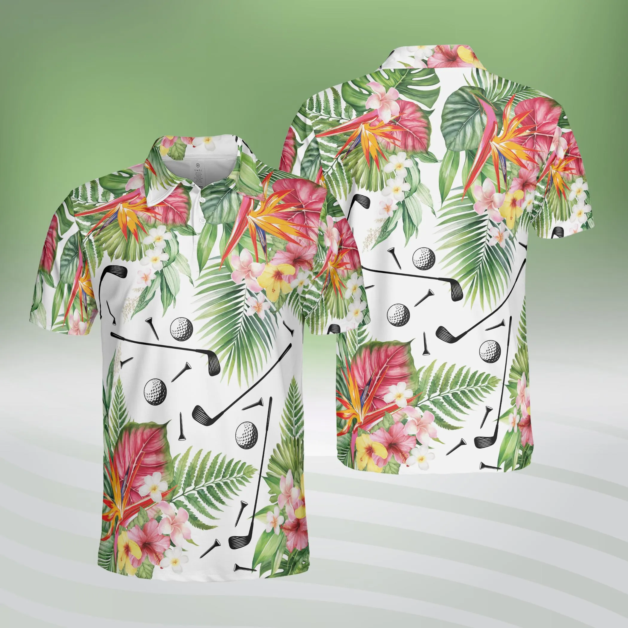 Women’s Sleeveless Tropical Hawaiian Golf Polo Shirt for Summer, Team Uniform, Gift for Golfers