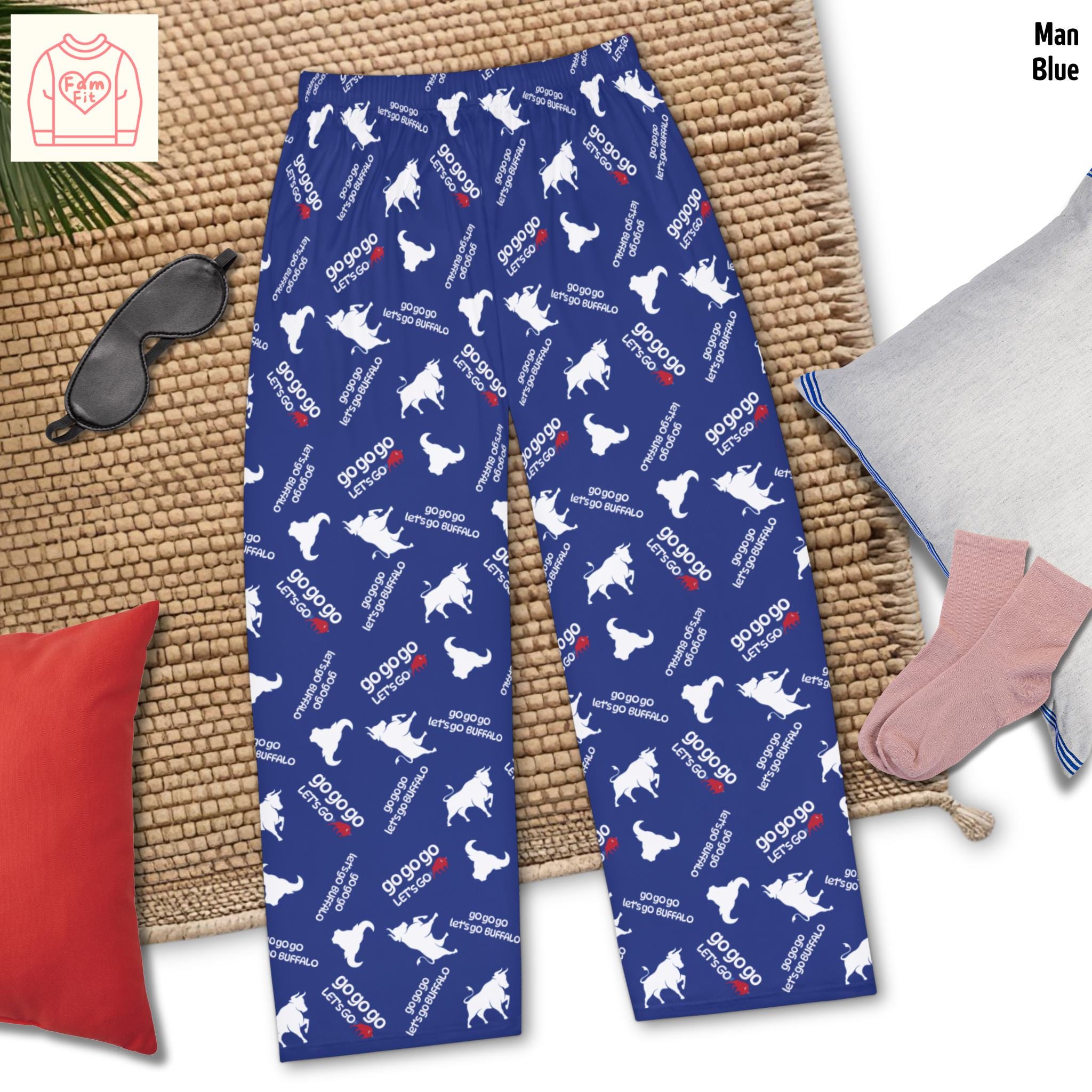 Let's Go Women's Pajama Pants, Buffalo Print, Cute Sleepwear for Women and Men