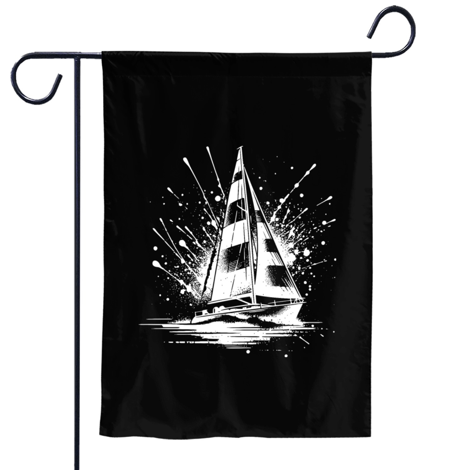 Small Sailing Boat With Wave Splash Optics Garden Flags