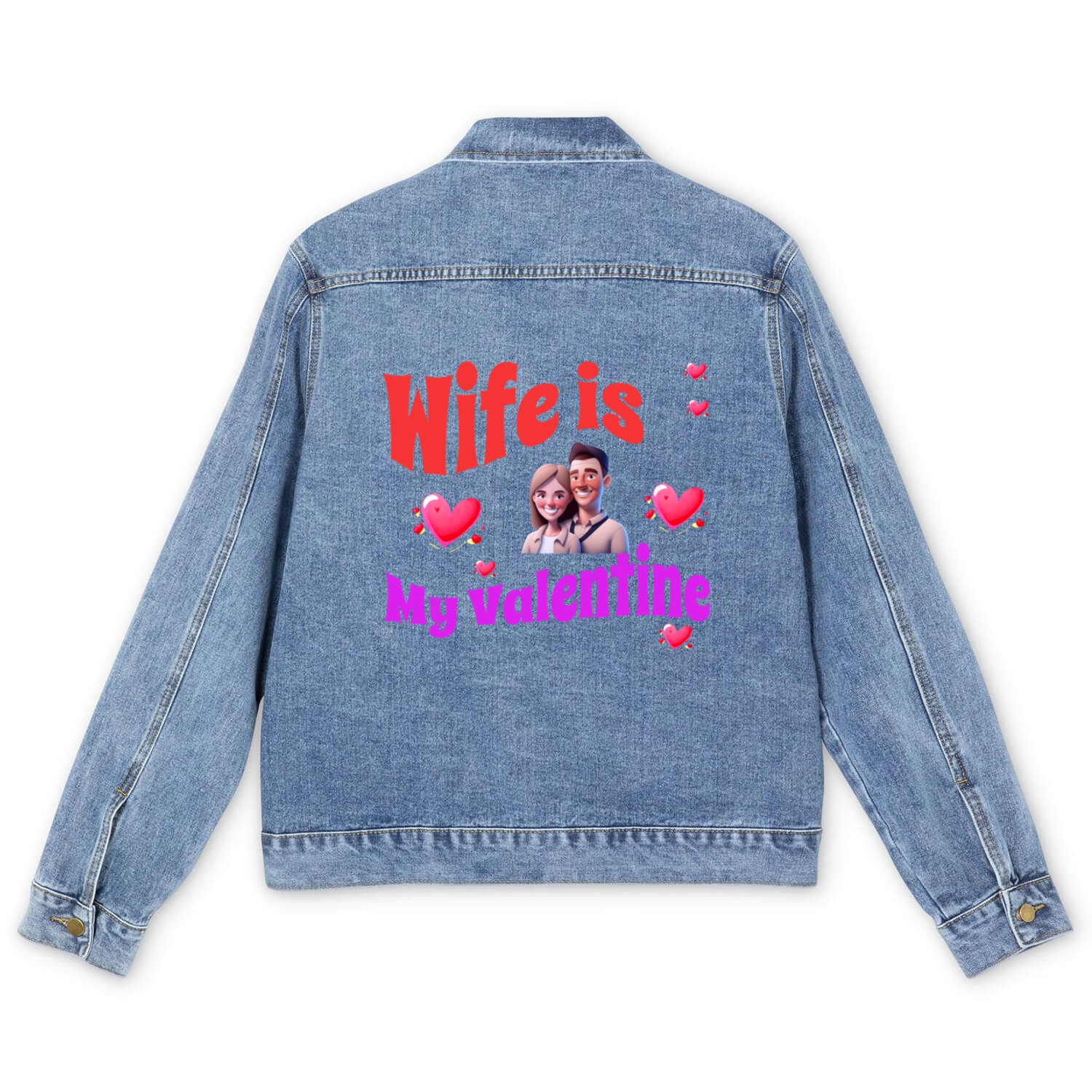 Wife Is My Valentine - Romantic Valentine's Day De Men's Denim Jackets