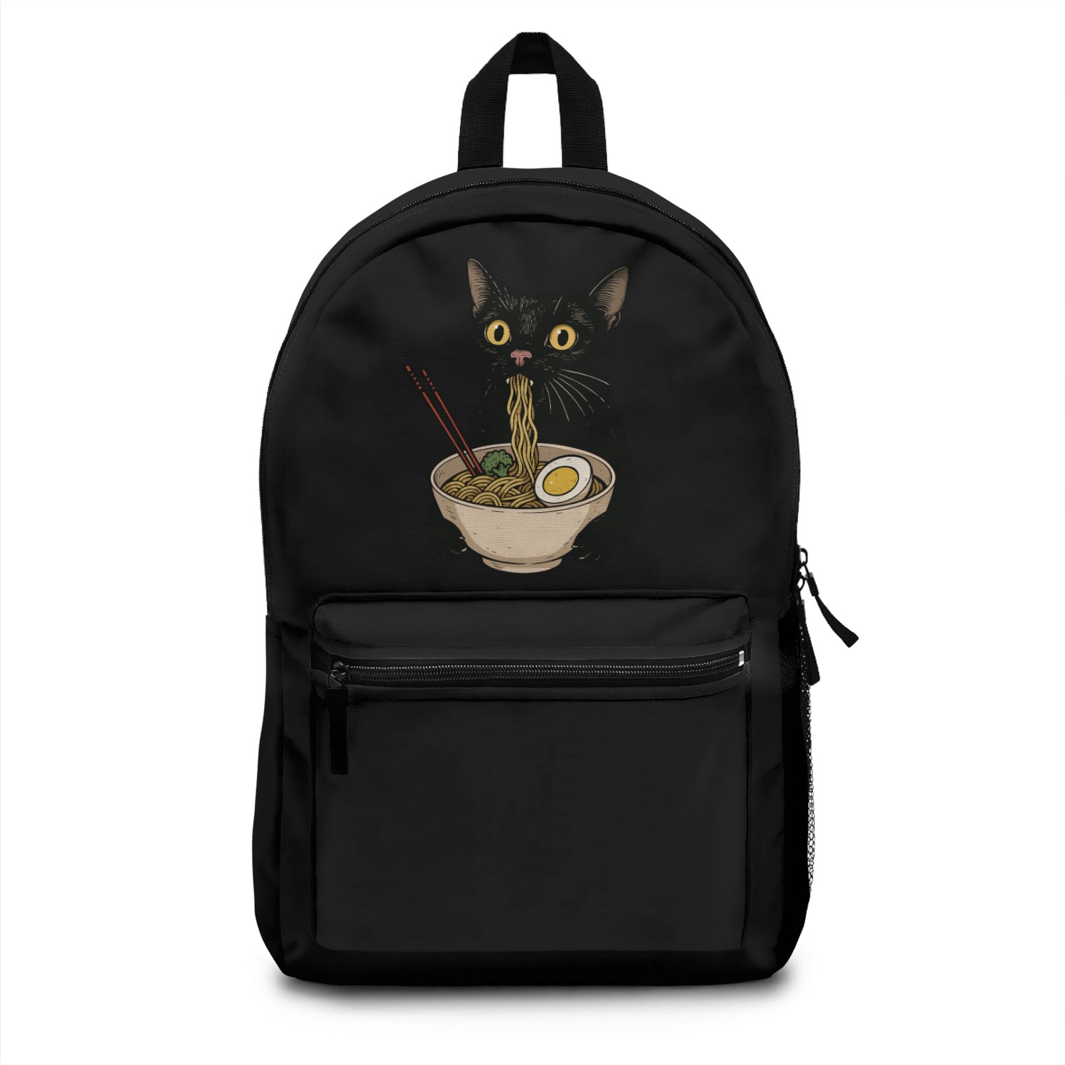 Black Cat Eating Ramen Noodles, Cute Japanese Food Backpacks