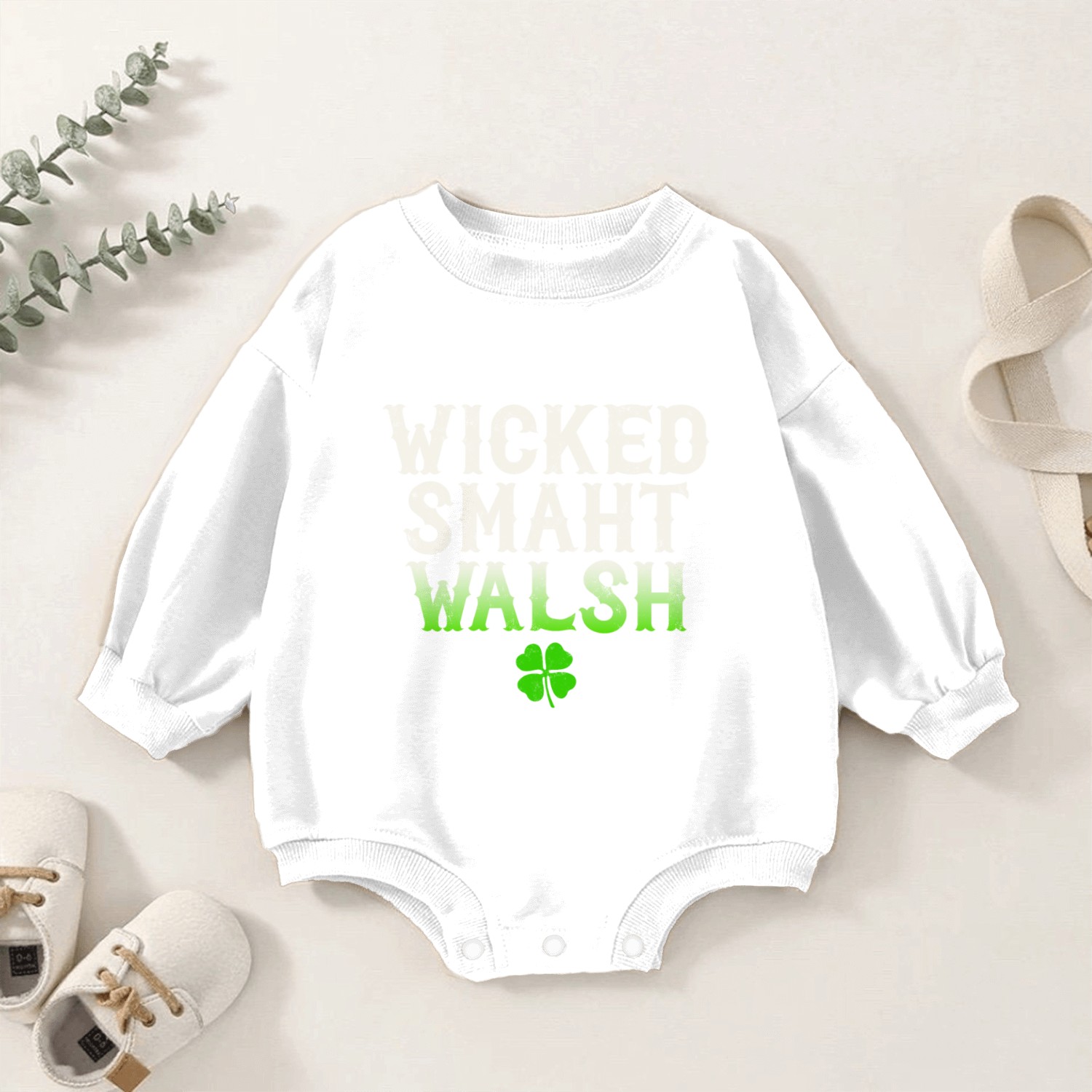 Wicked Smaht Walsh Clan Boston Irish Slang Baby Romper Sweatshirts