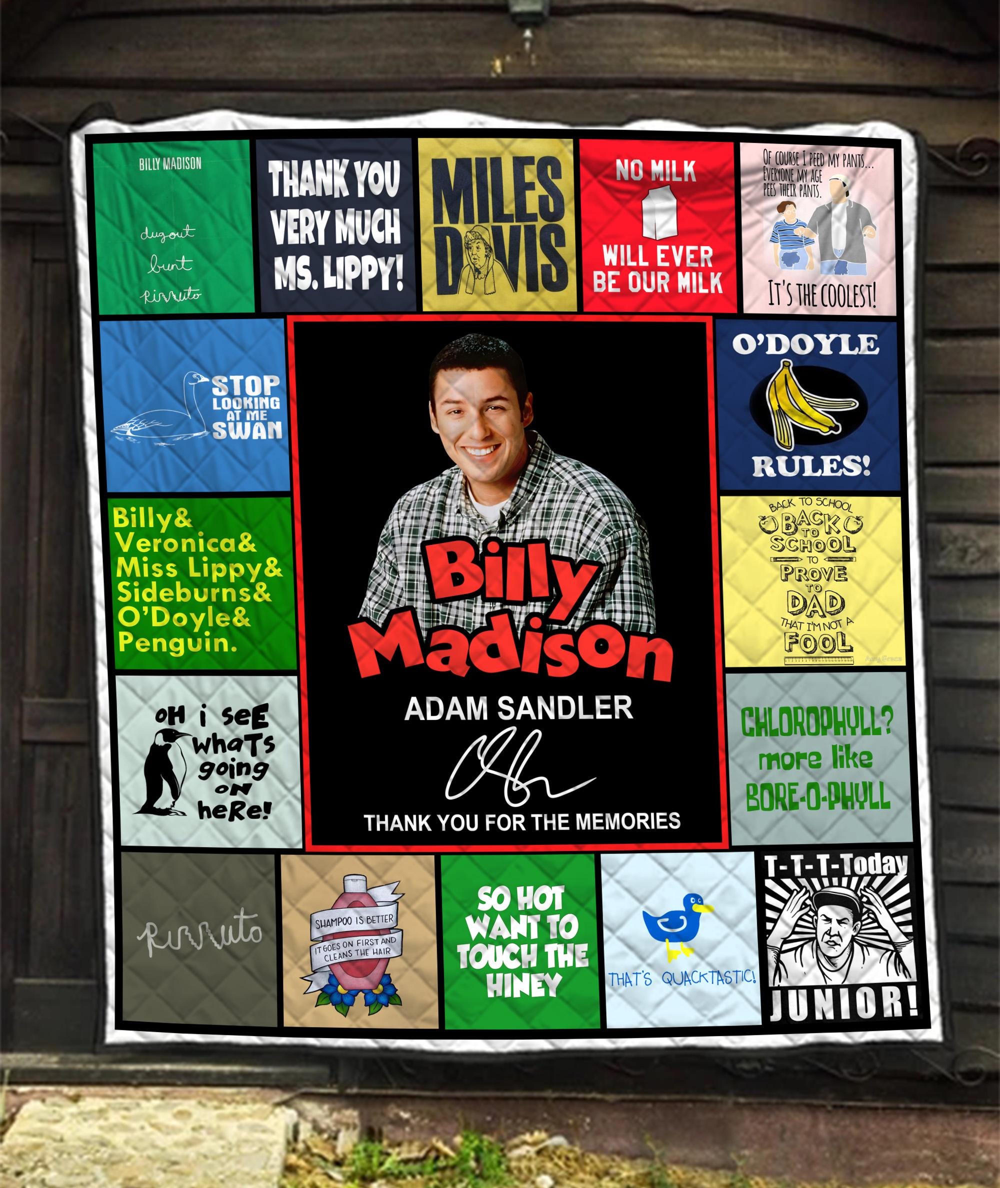 Billy Madison Collage Blanket, Adam Sandler 90s Comedy Fan Quilt