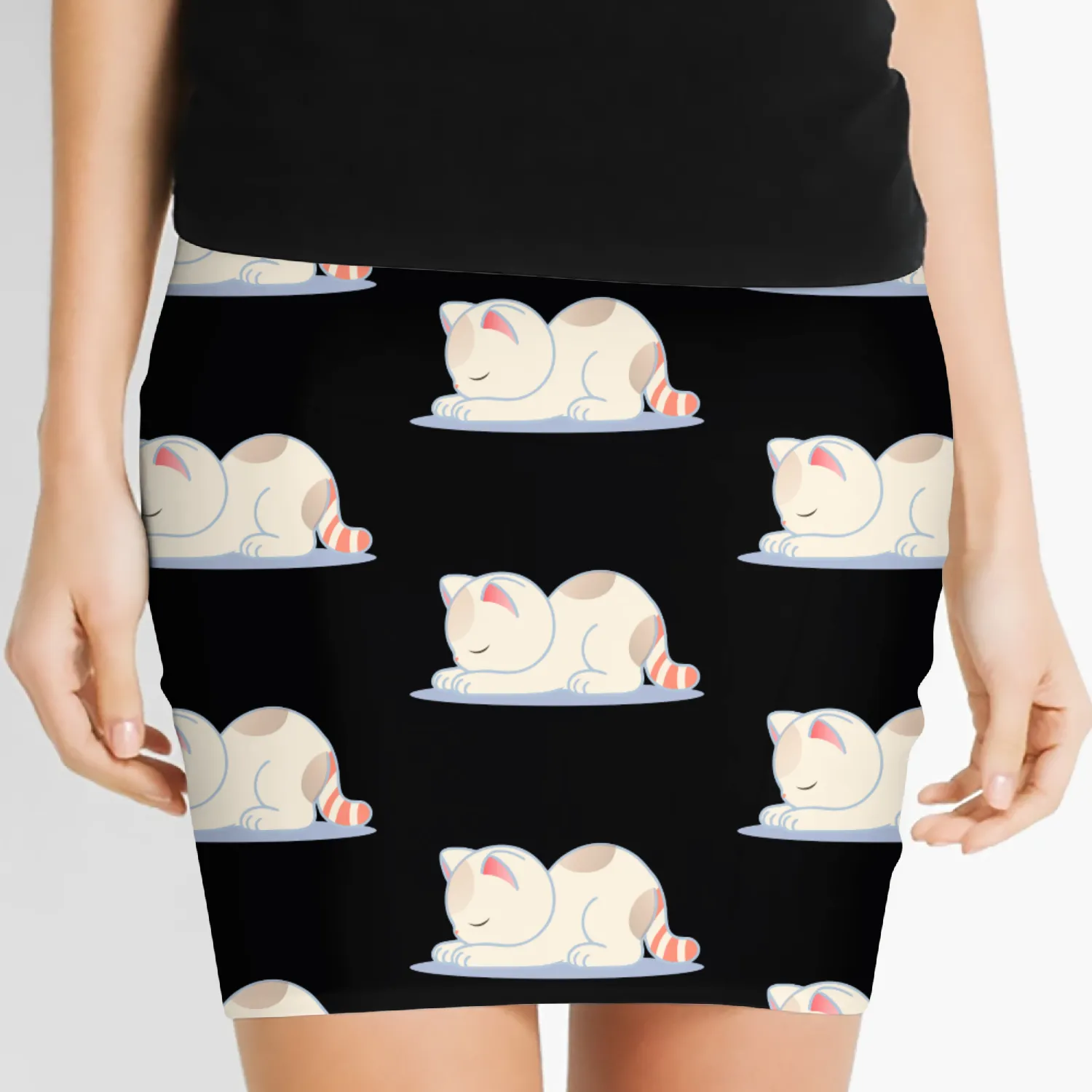 Sleeping cat - design for inner peace Women's Mini Skirts