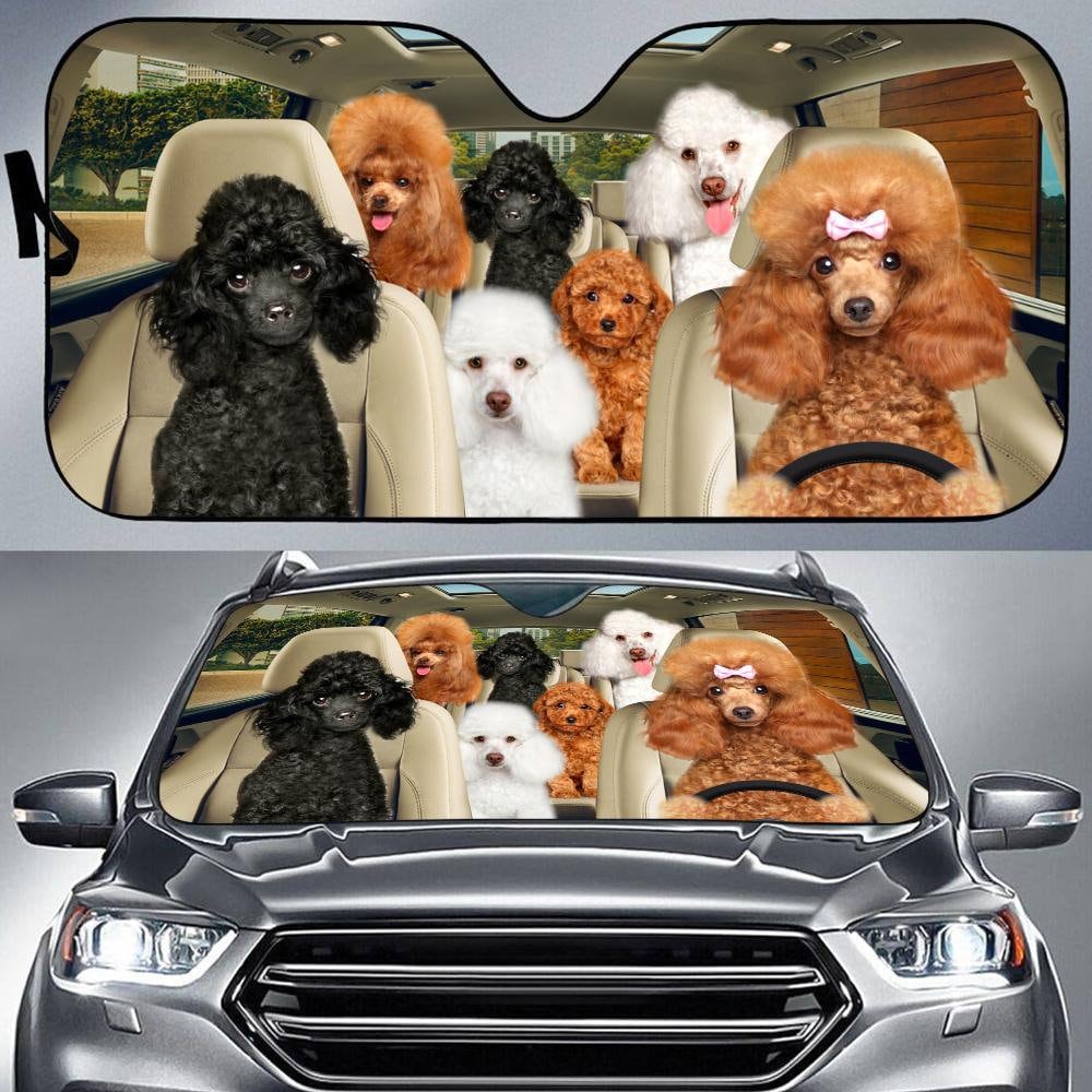Poodle Car Sun Shade, Poodle Car Sunshade, Poodle Car Decoration