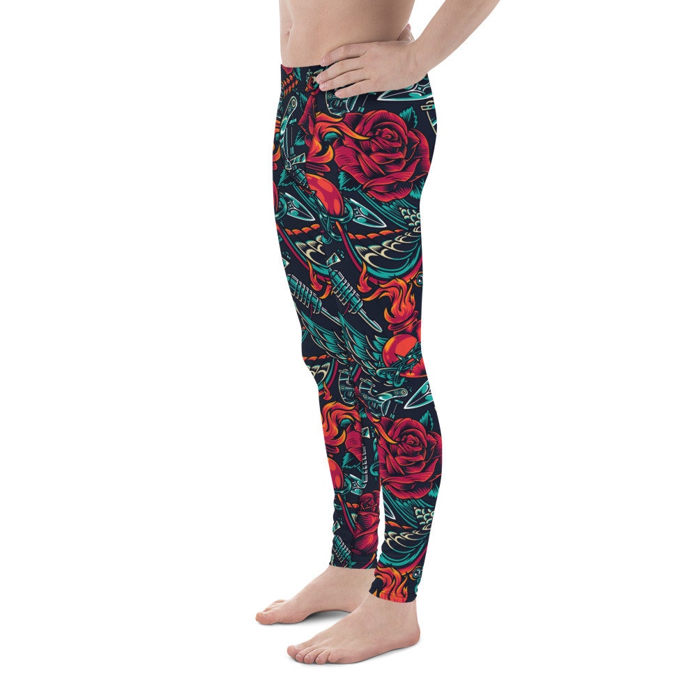 Hearts and Roses Tattoo Men's Leggings