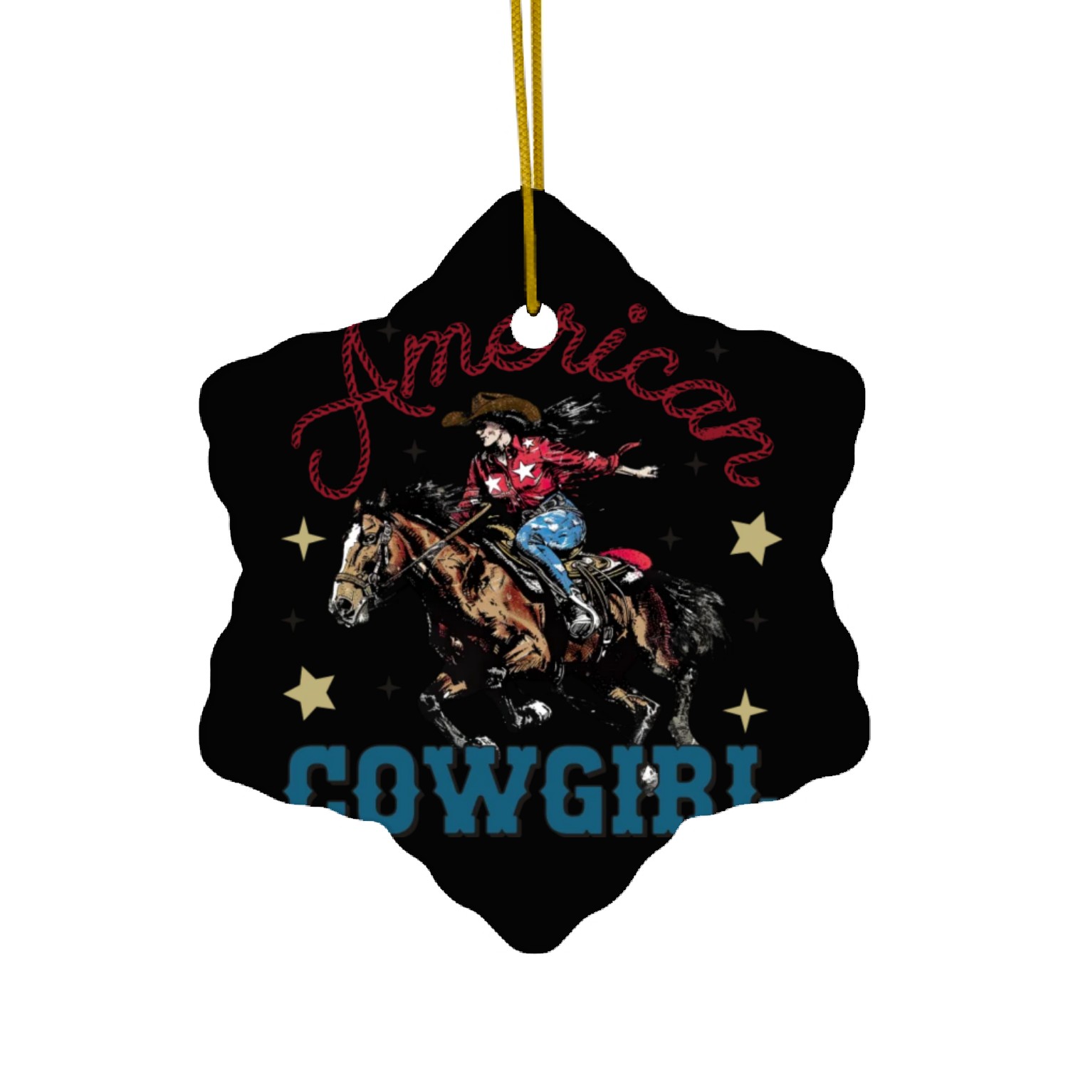 Rustic Ameircan Cowgirl Ceramic Ornaments
