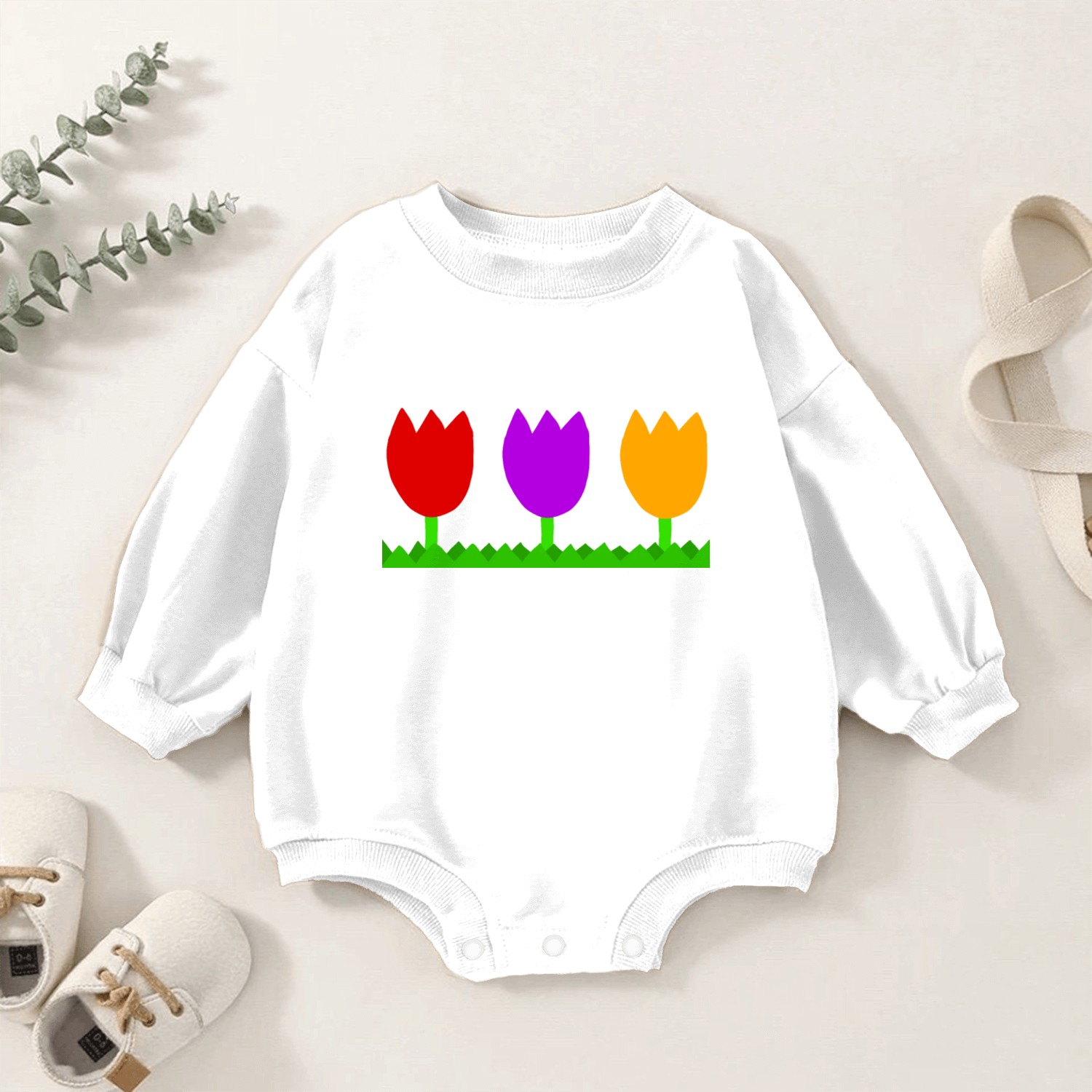 Three cute tulips Baby Romper Sweatshirts