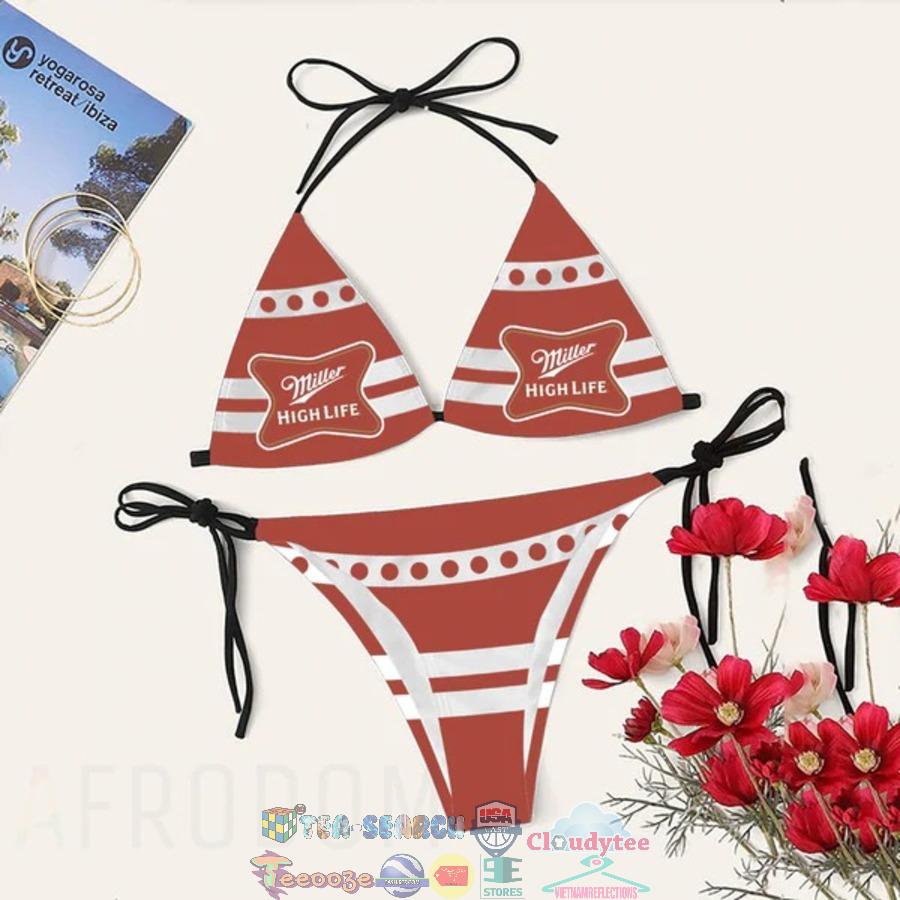 Miller Highlife Beer White Stripe Women's Sling Bikini Set