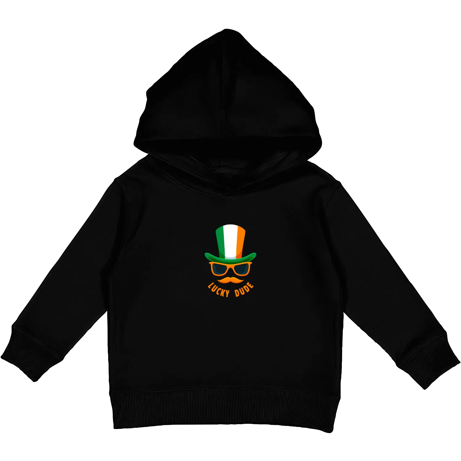 Lucky Dude, St Patricks Day, Irish, Boys T, mousta Kids Pullover Hoodies