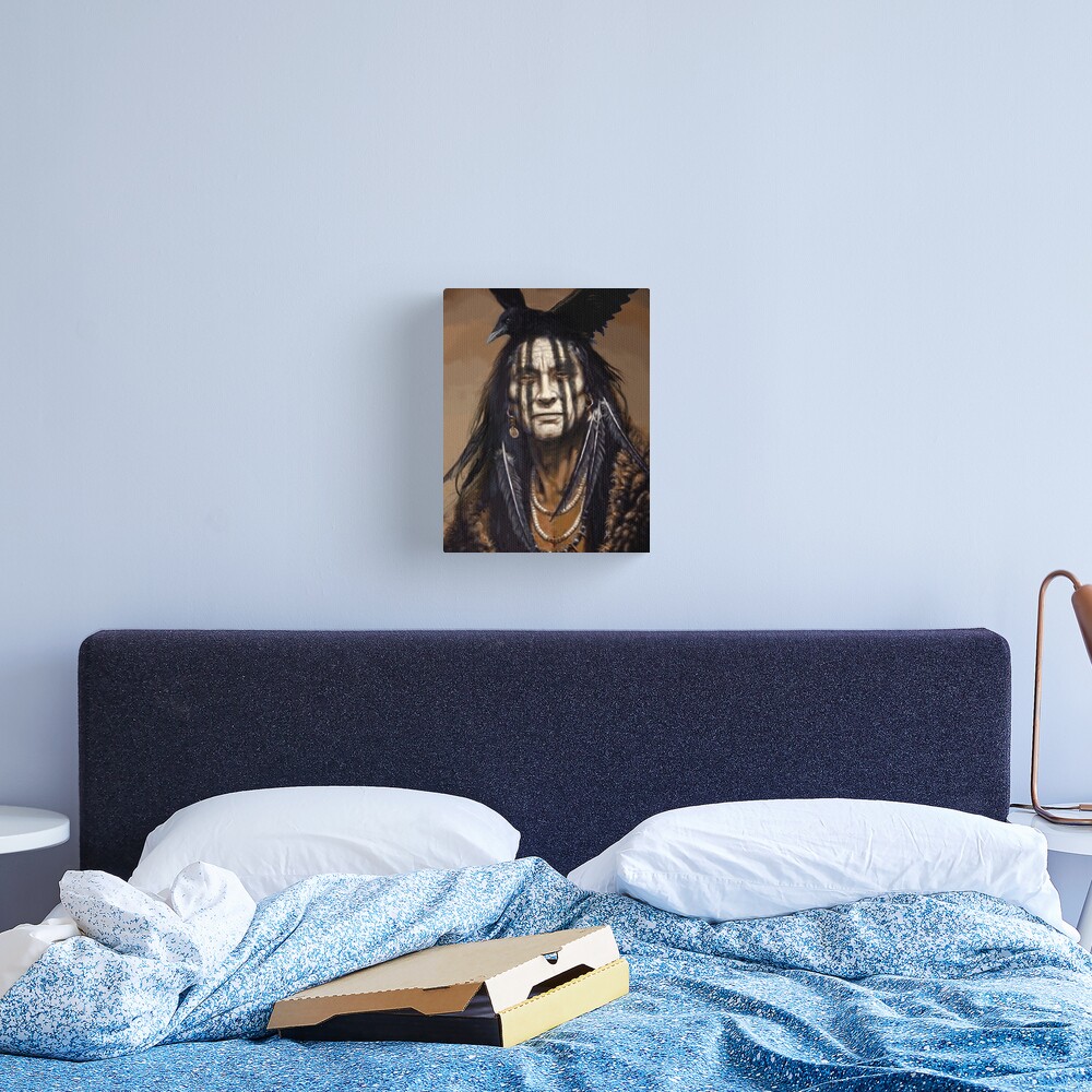 “Crow Warrior” (North American Indian) Canvas Print