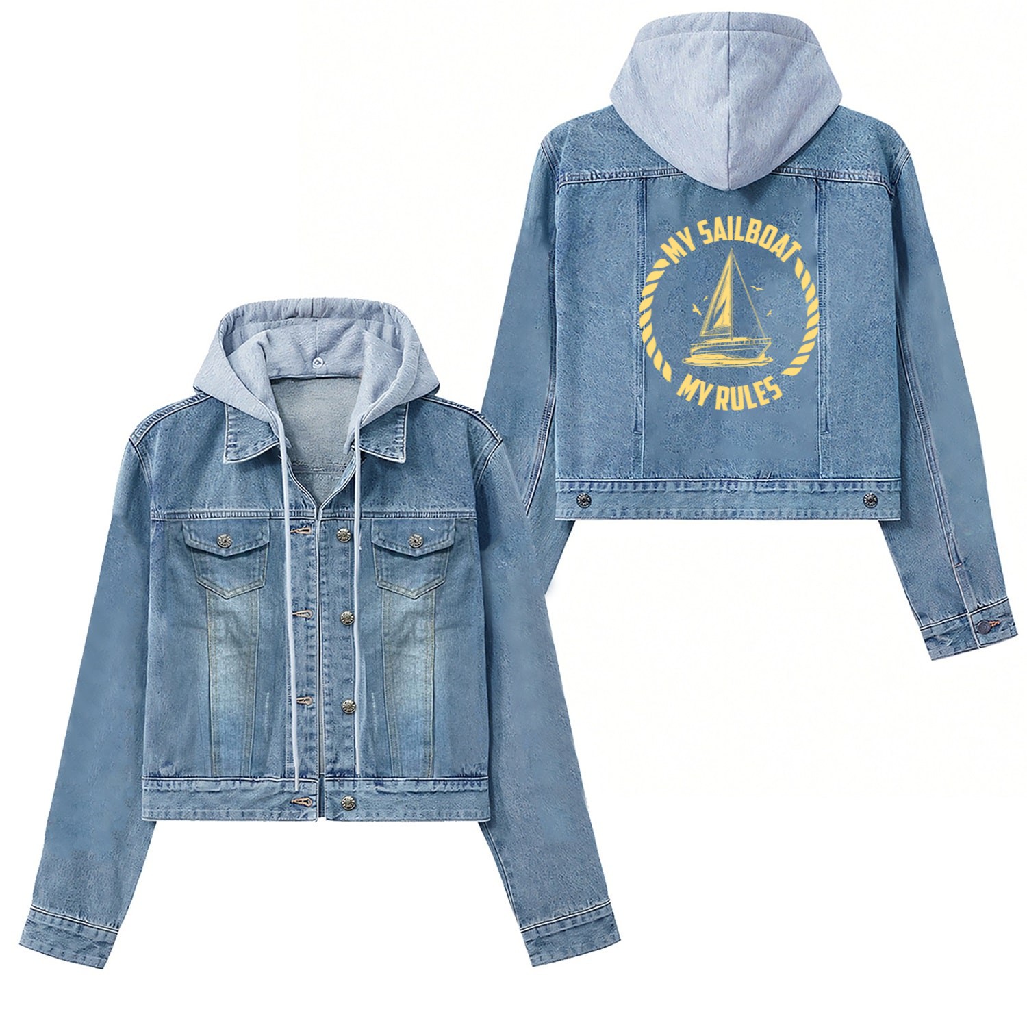 My Sailboat My Rules Sailor Sailing Sail Captain Women's Denim Jackets