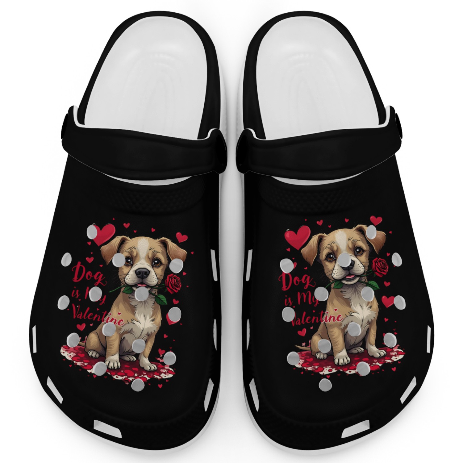 Dog is My Valentine for Valentine's Day Clogs