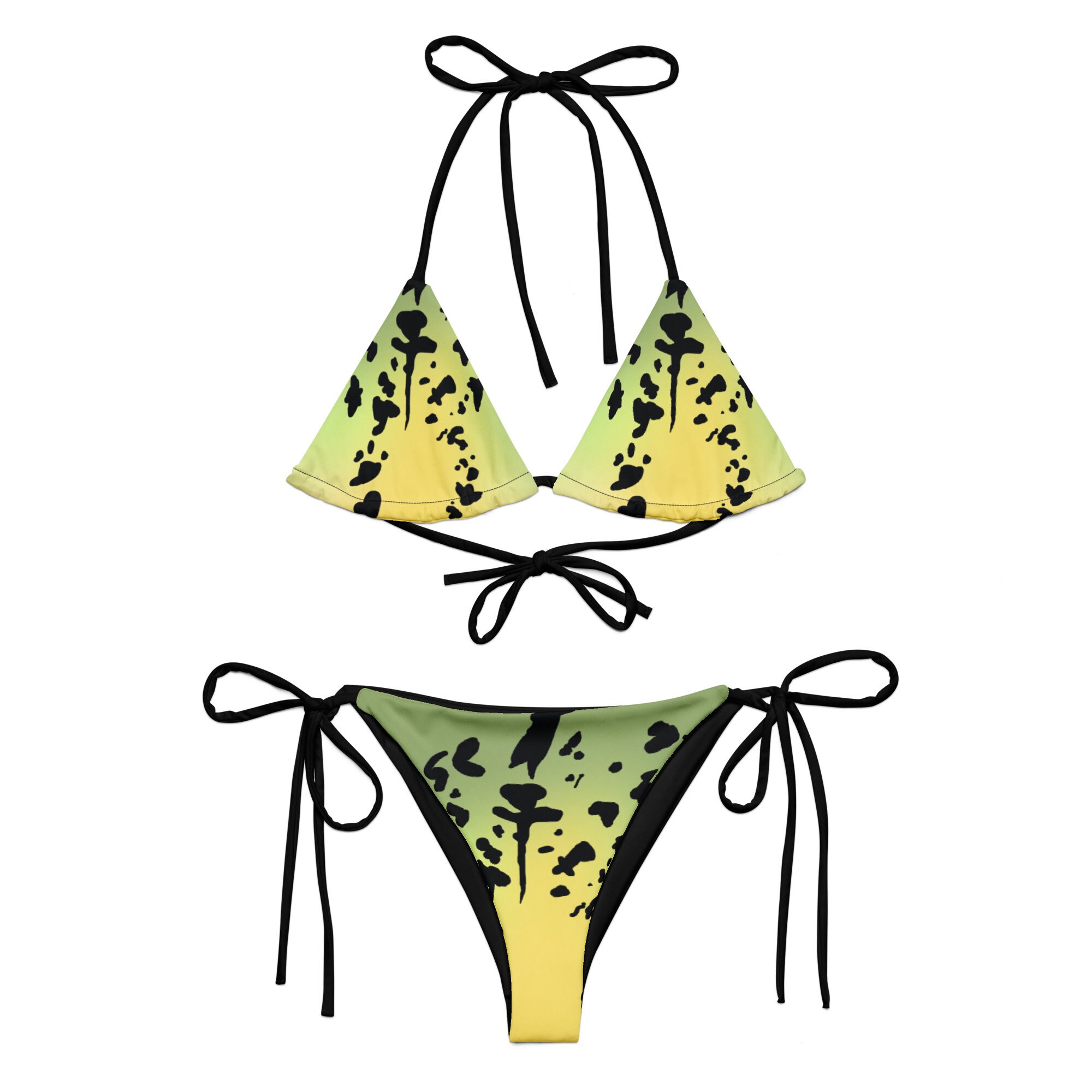 Green Orchid Print, Floral Bikini Print , Printed Bikini 90s 80s, Floral Triangle Bikini, Hot Girl Summer, Y2K Coquette