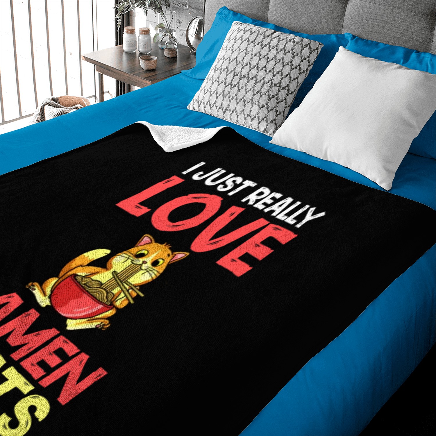 Ramen Cat Bowl Chicken Noodle Soup Japanese Baby Blankets
