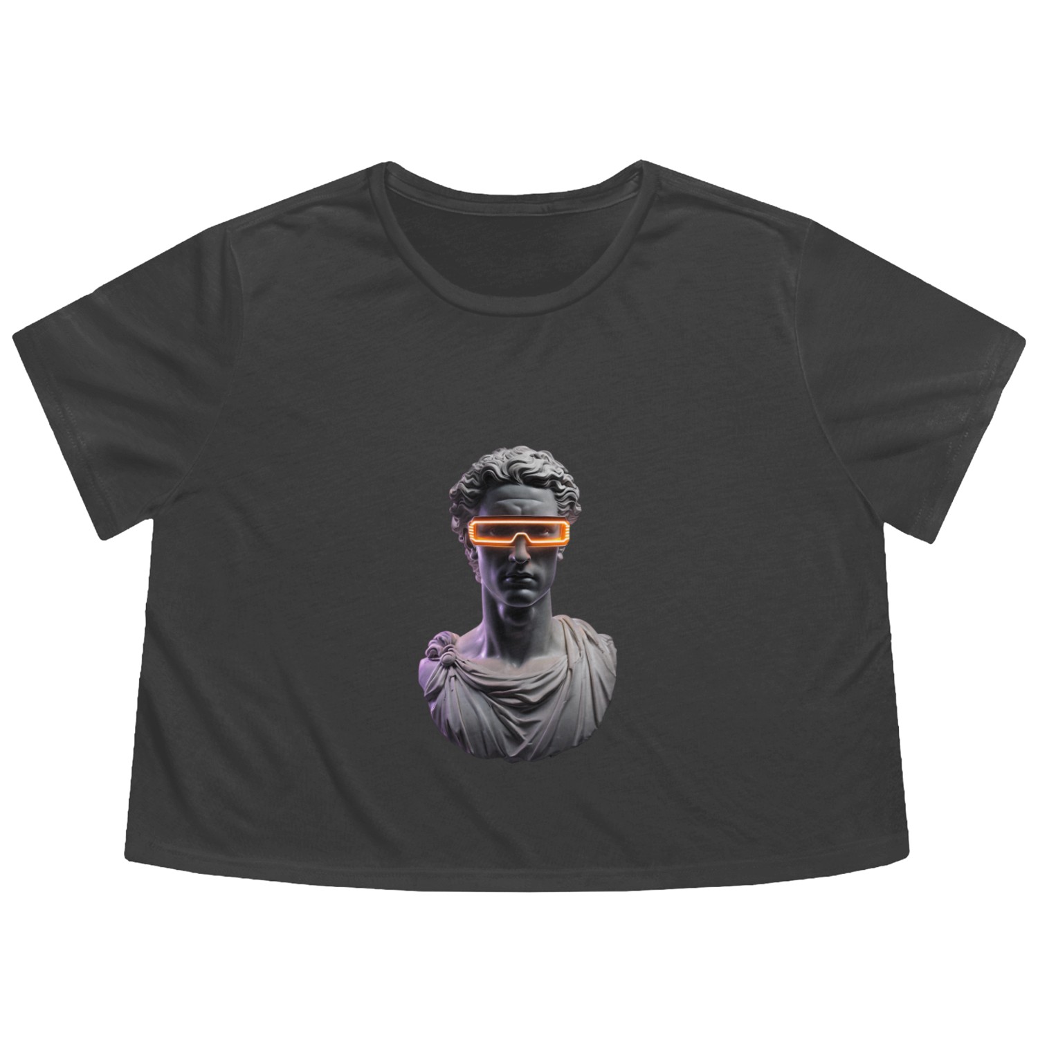 Futuristic Statue Character Flowy Cropped Tees