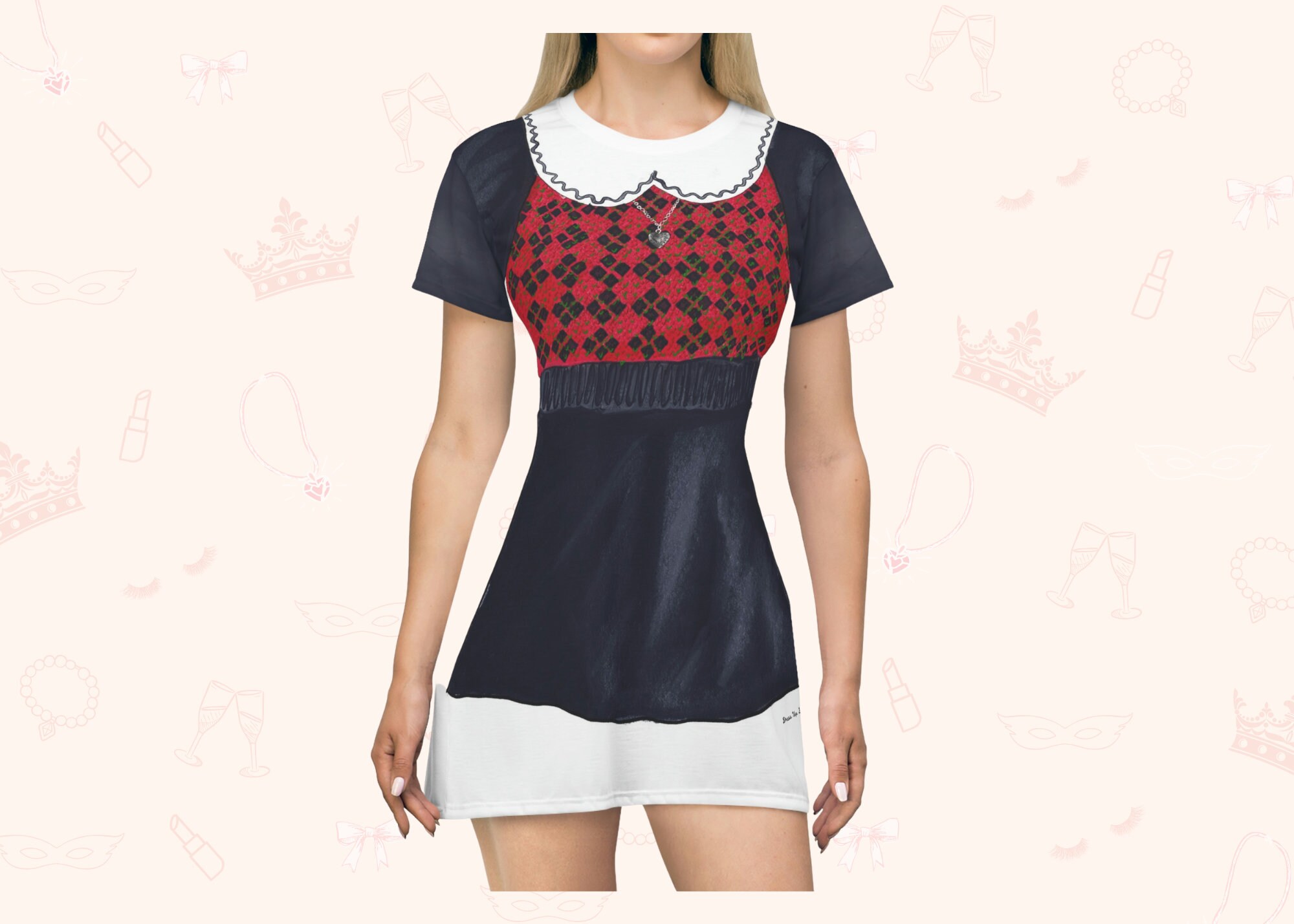 Doll-Inspired T-Shirt Dress, Casual Costume Lounge Dress