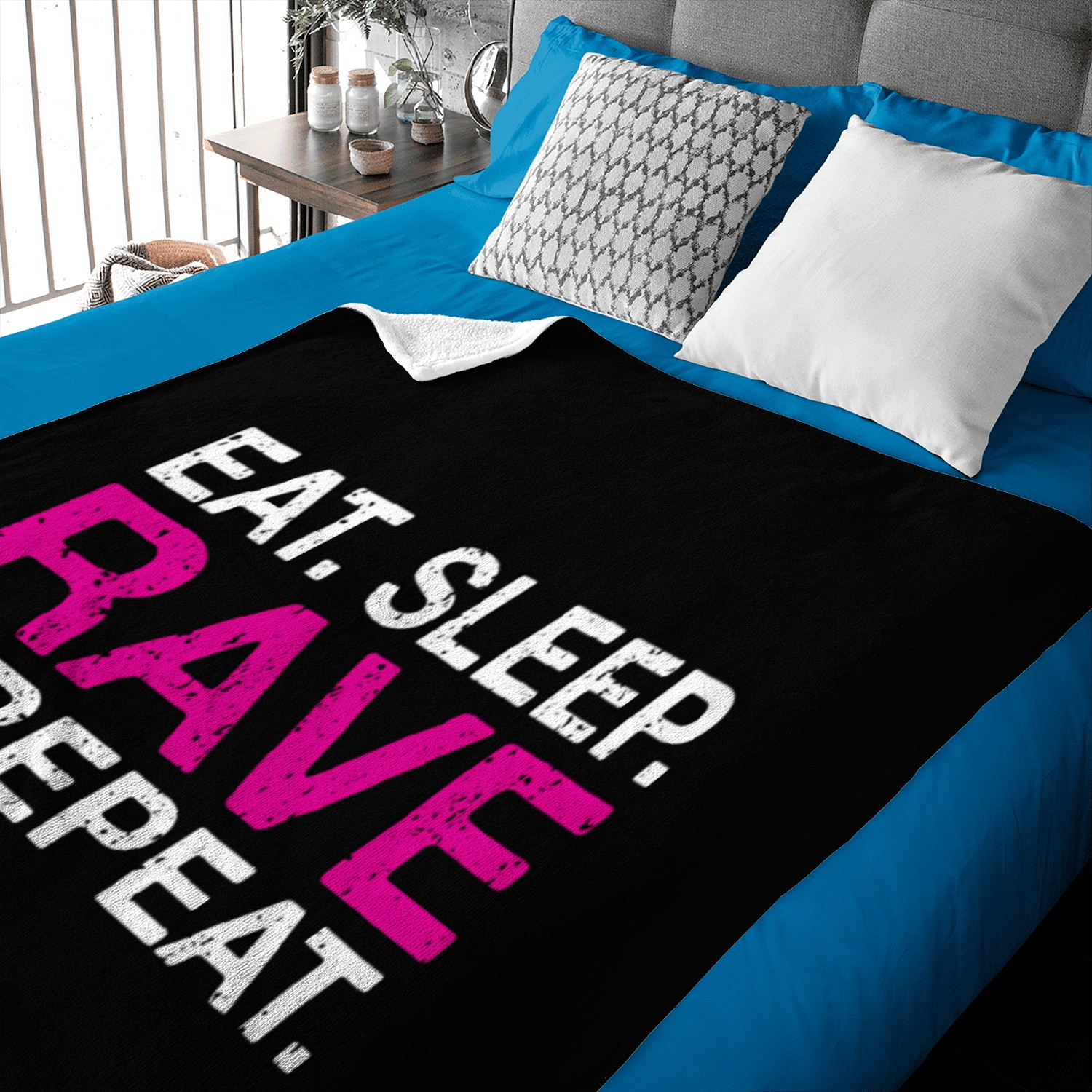 Eat Sleep Rave Repeat Baby Blankets