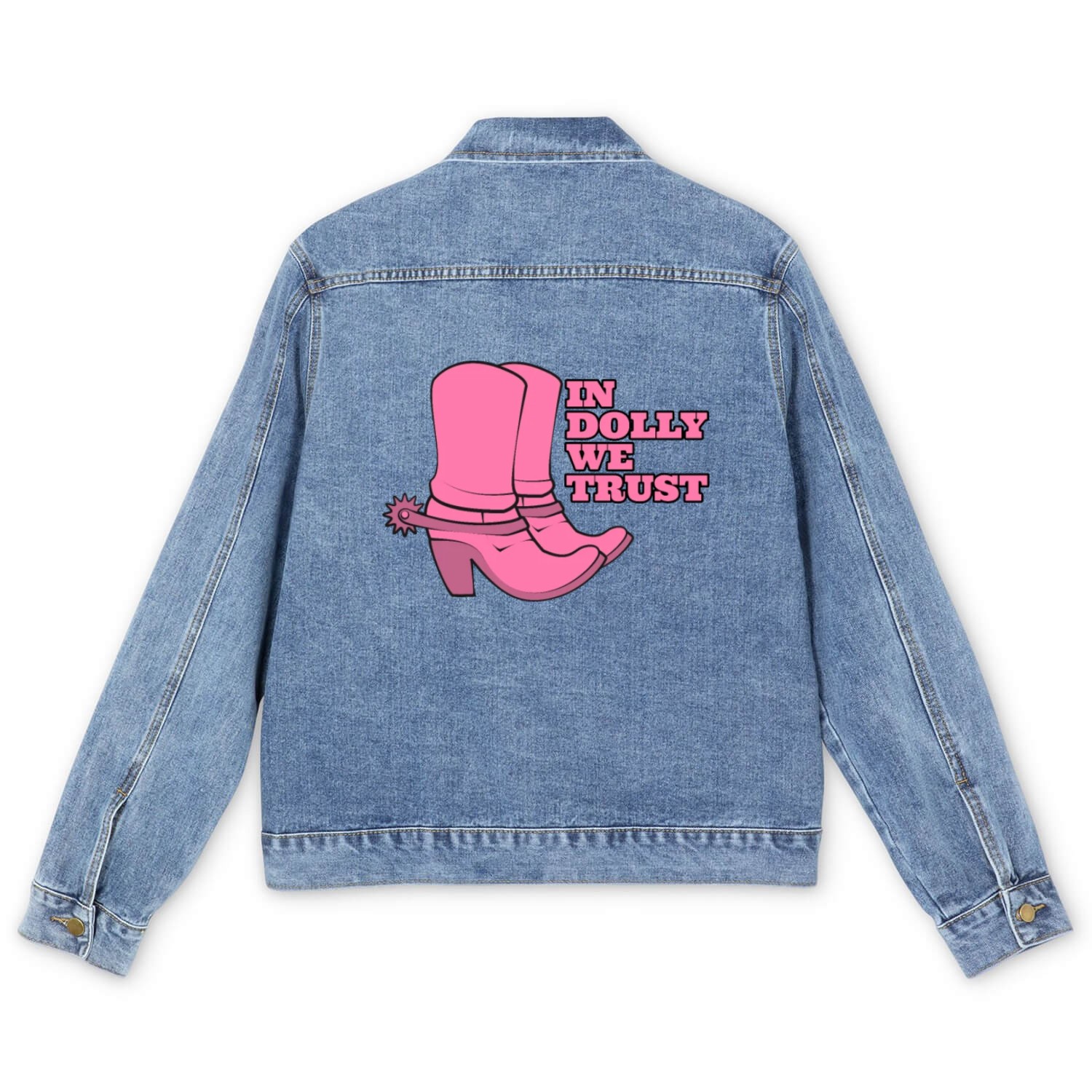 In Dolly We Trust Cowgirl Boots Hat Men's Denim Jackets
