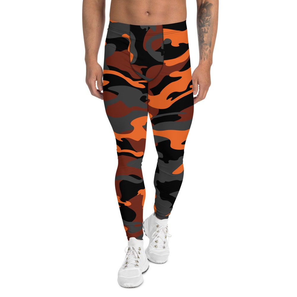Camo Style Orange Camouflage Pattern Fashion Leggings for Men