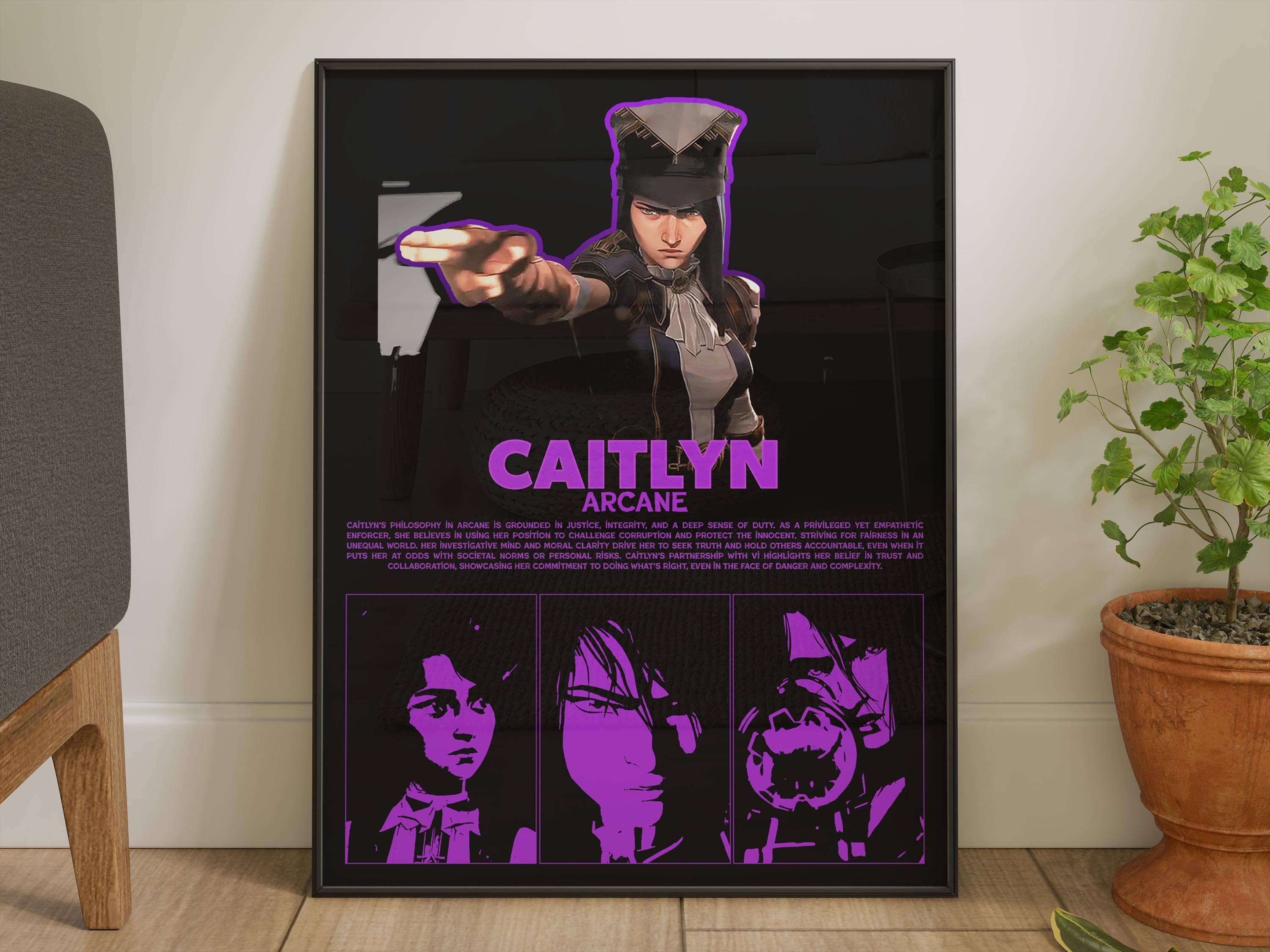 Arcane - Caitlyn , FHD Digital Print Wall Decor Wall Hangings, , Jinx Vi Caitlyn, League of Legends Poster