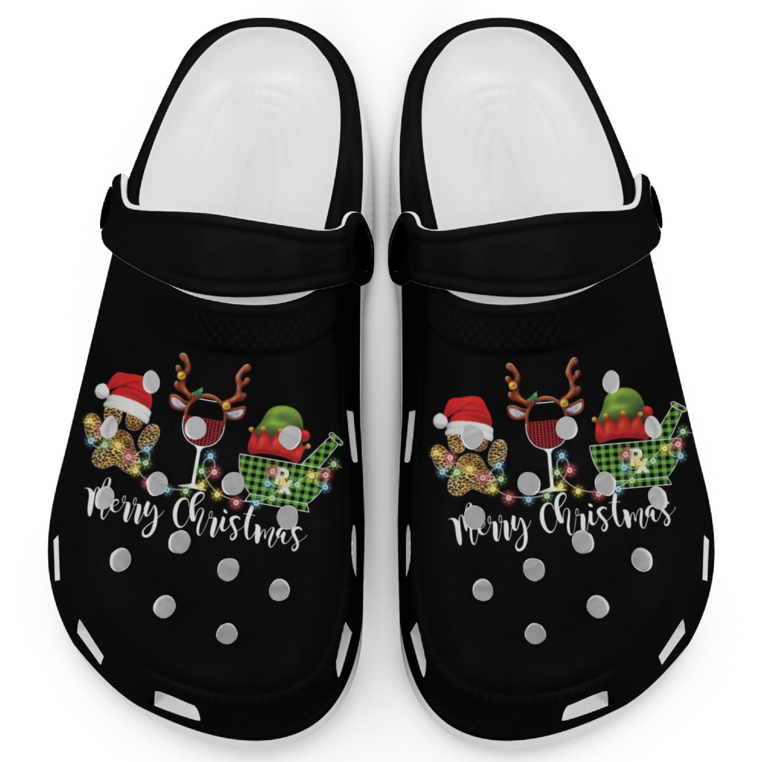 Merry Christmas Pharmacist Dog Mom Wine Clogs