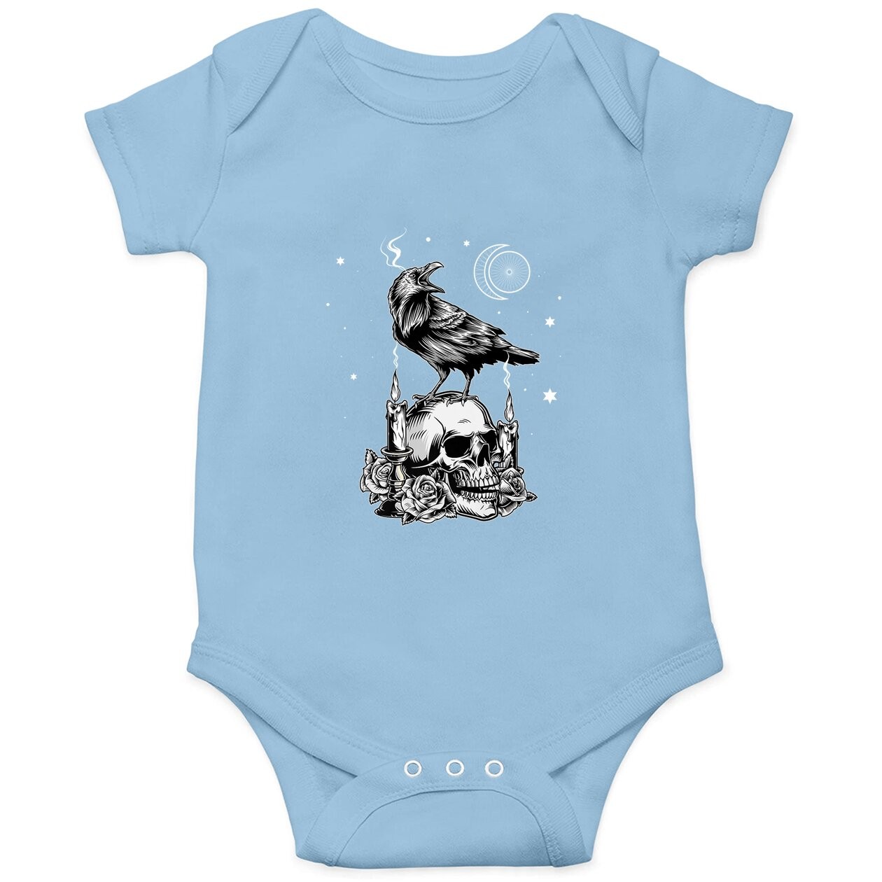 Black Crow Raven Skull Tarot Card Occult Aesthetic Gothic Baby Bodysuit