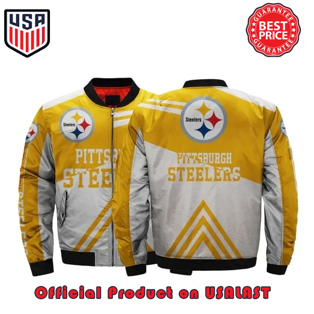 PITTSBURGH Steeler LOGO PATTERN BOMBER JACKET YELLOW DESIGN