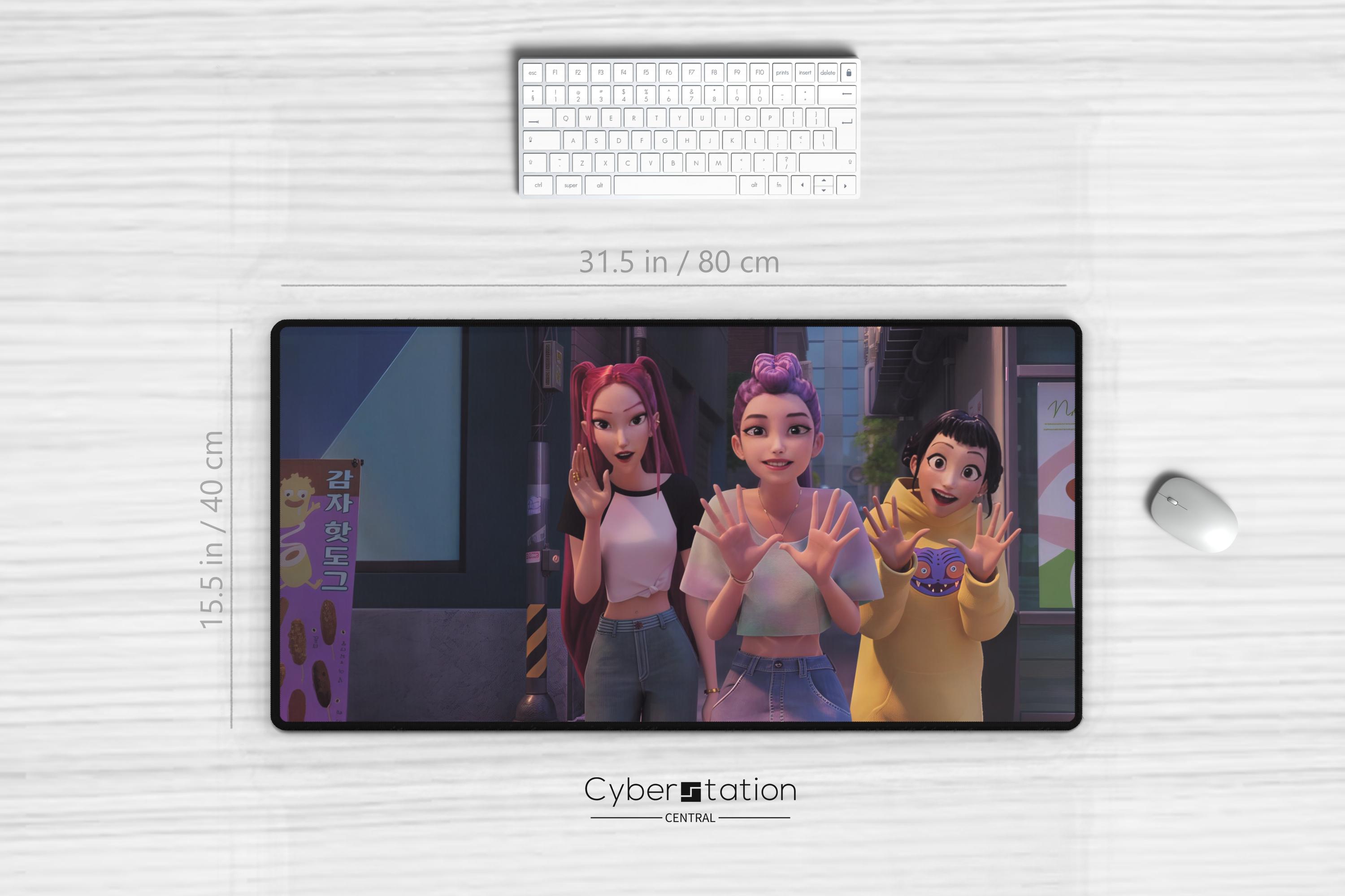 KPop Demon Hunters | HUNTRIX | Gaming Desk Mat | 32x 16in / 22x 12in -Mira, Rumi, Zoey | Gift Idea