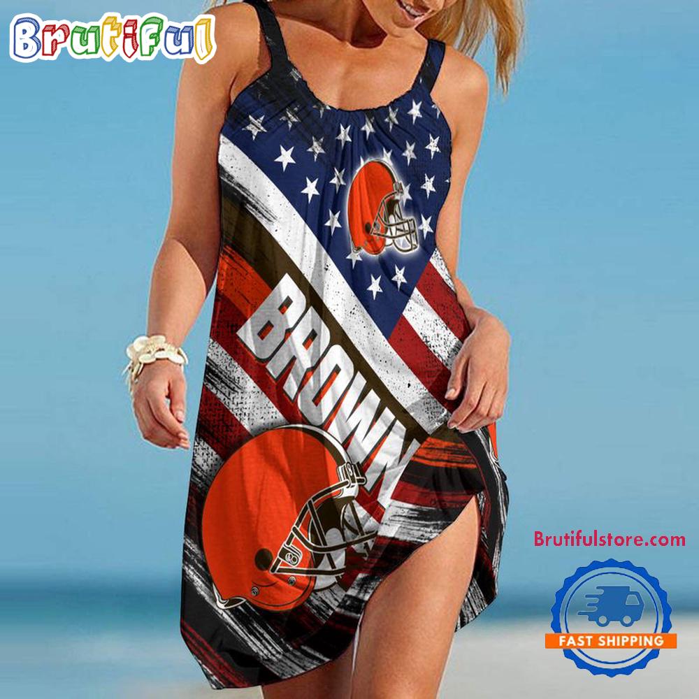 Cleveland Browns USA Independence Day Women’s Summer Beach Sling Dress