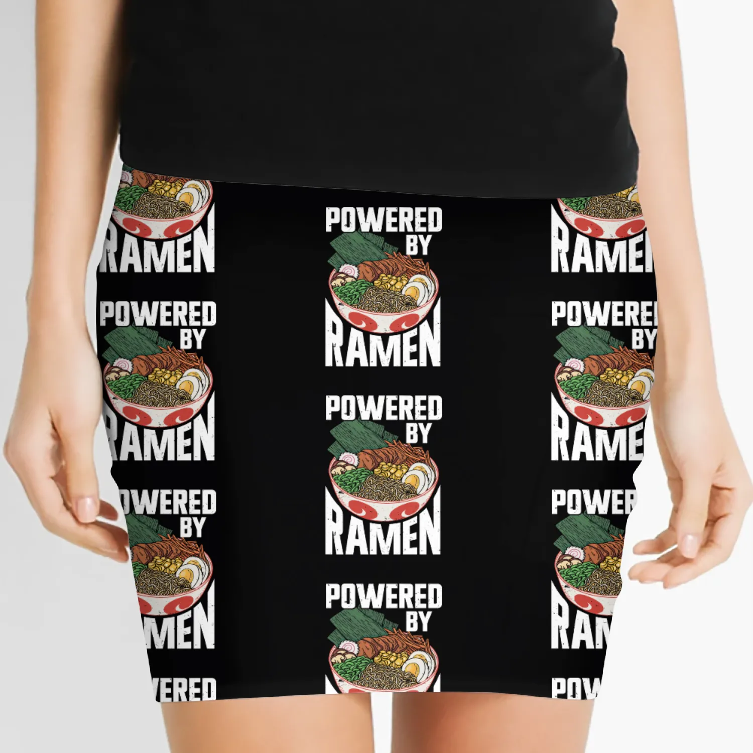 Powered By Ramen Anime Japanese Soup Cup Noodle Women's Mini Skirts