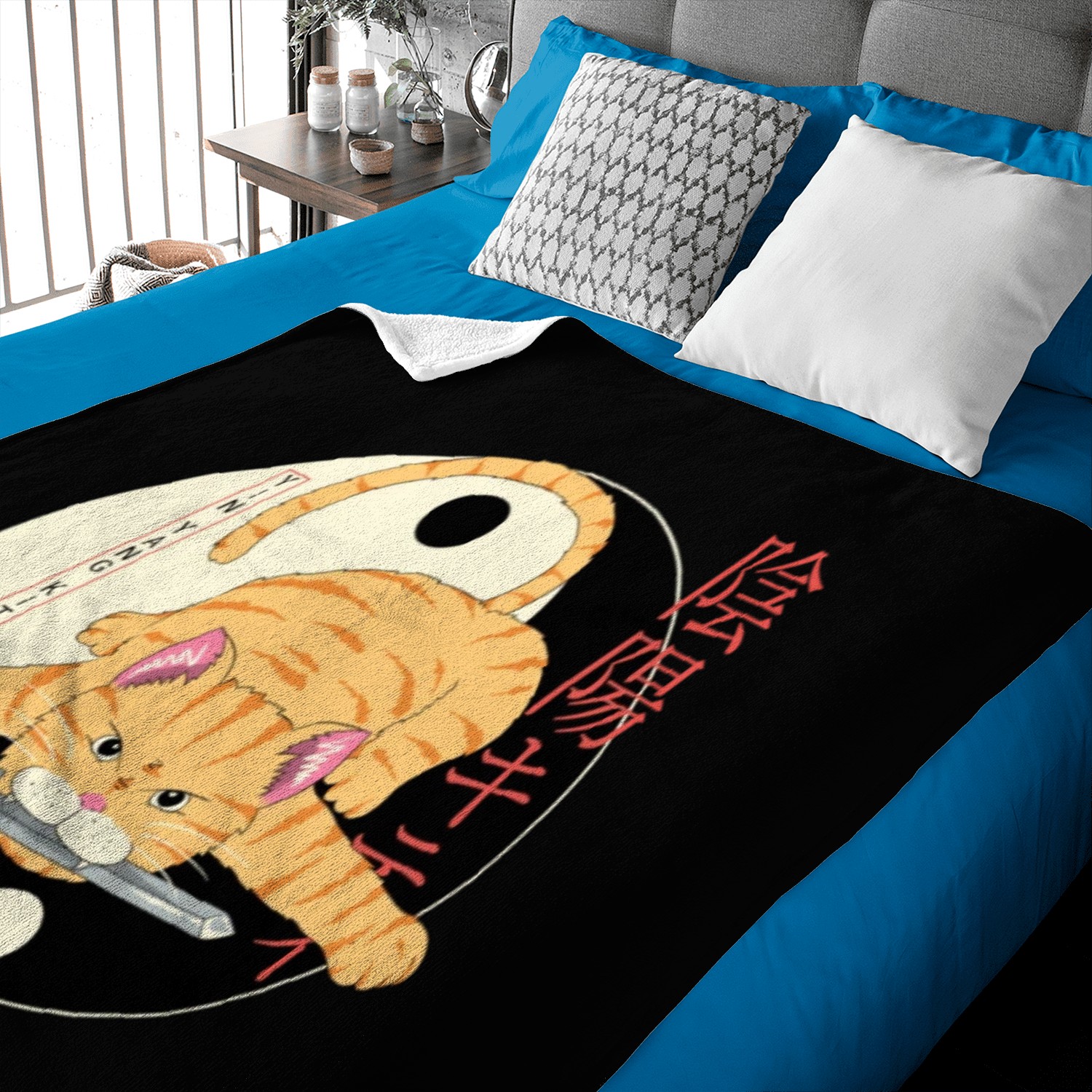 Yin Yang kitty Baby Blankets