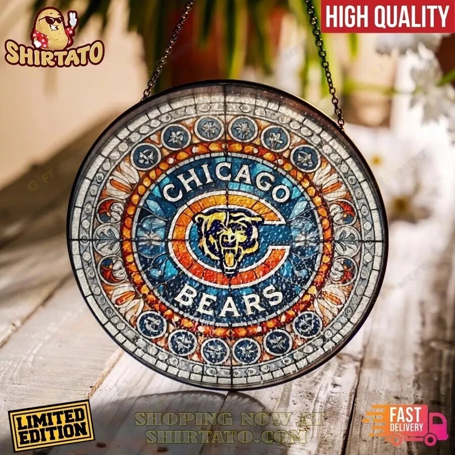 Chicago Football Team Bearss Suncatcher Stained Glass Window Hanging Gifts