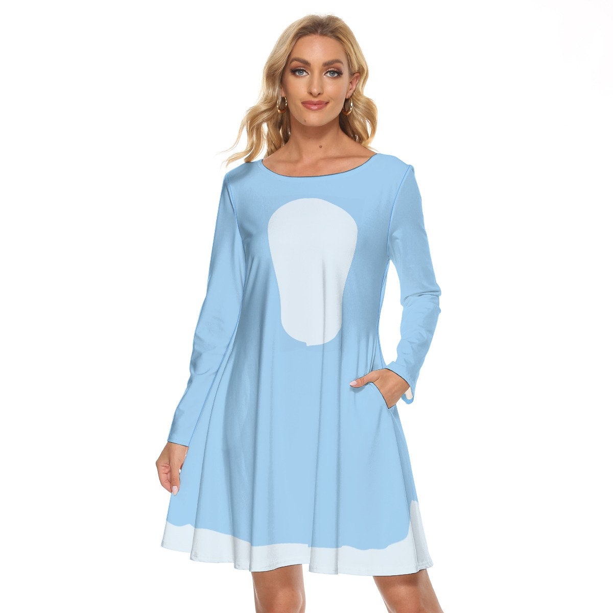 Blue Dog Big sister Costume Dress: Adult Women's Crew Neck