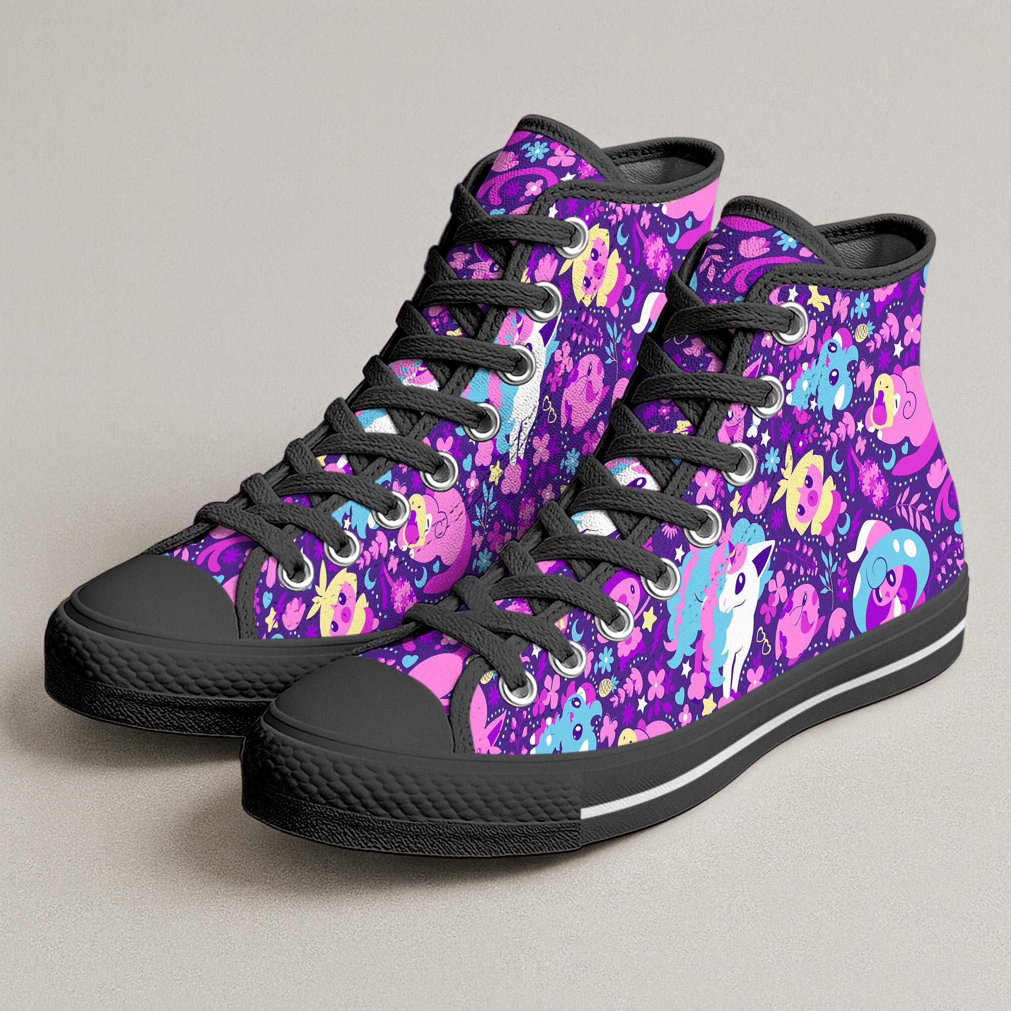 Espeon Slowpoke High Top Shoes, Cute Psychic Pattern Sneakers, Anime Shoes, Espeon Shoes Gifts