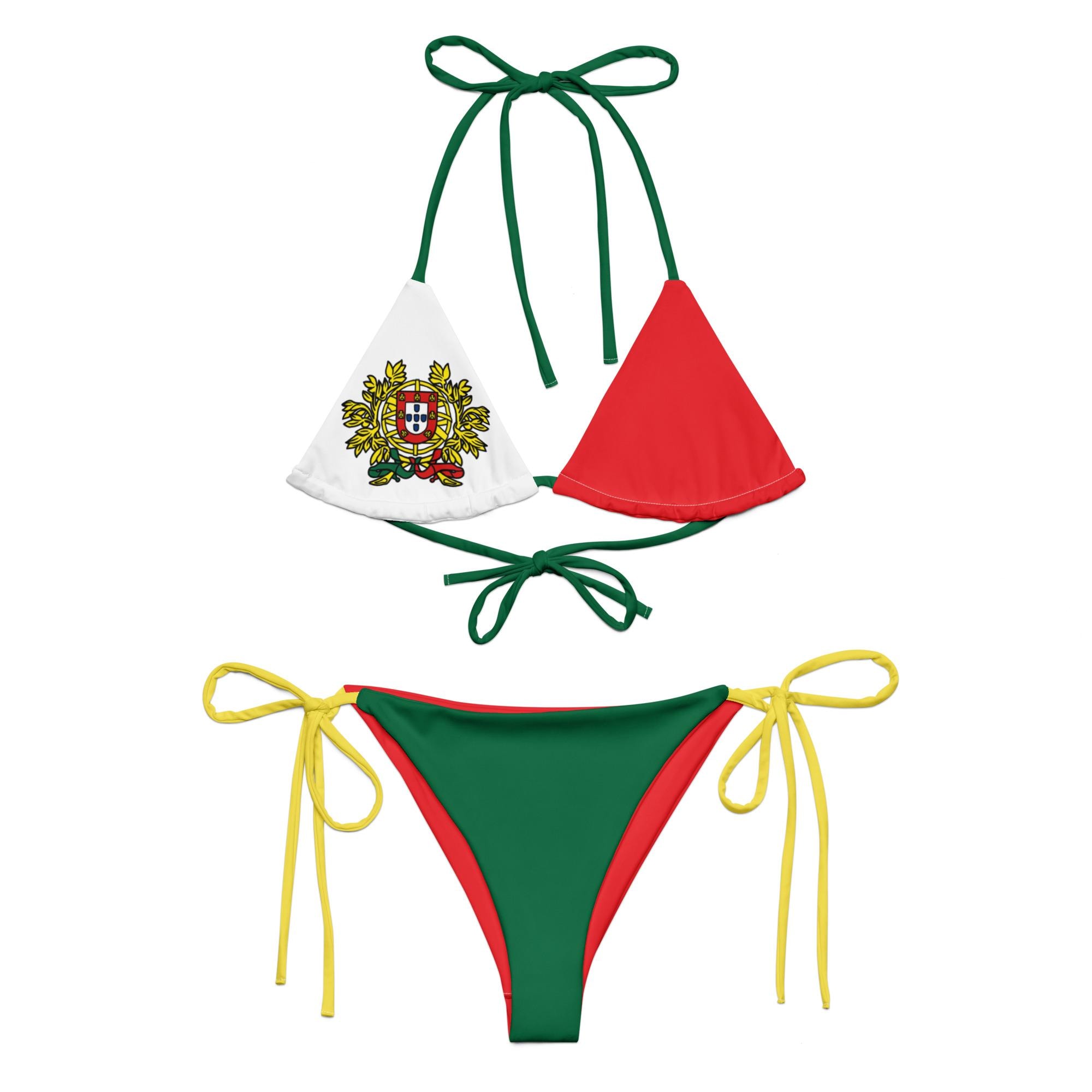 Portugal Coat of Arm Bikini Set, Portugal Flag String Bikini Set