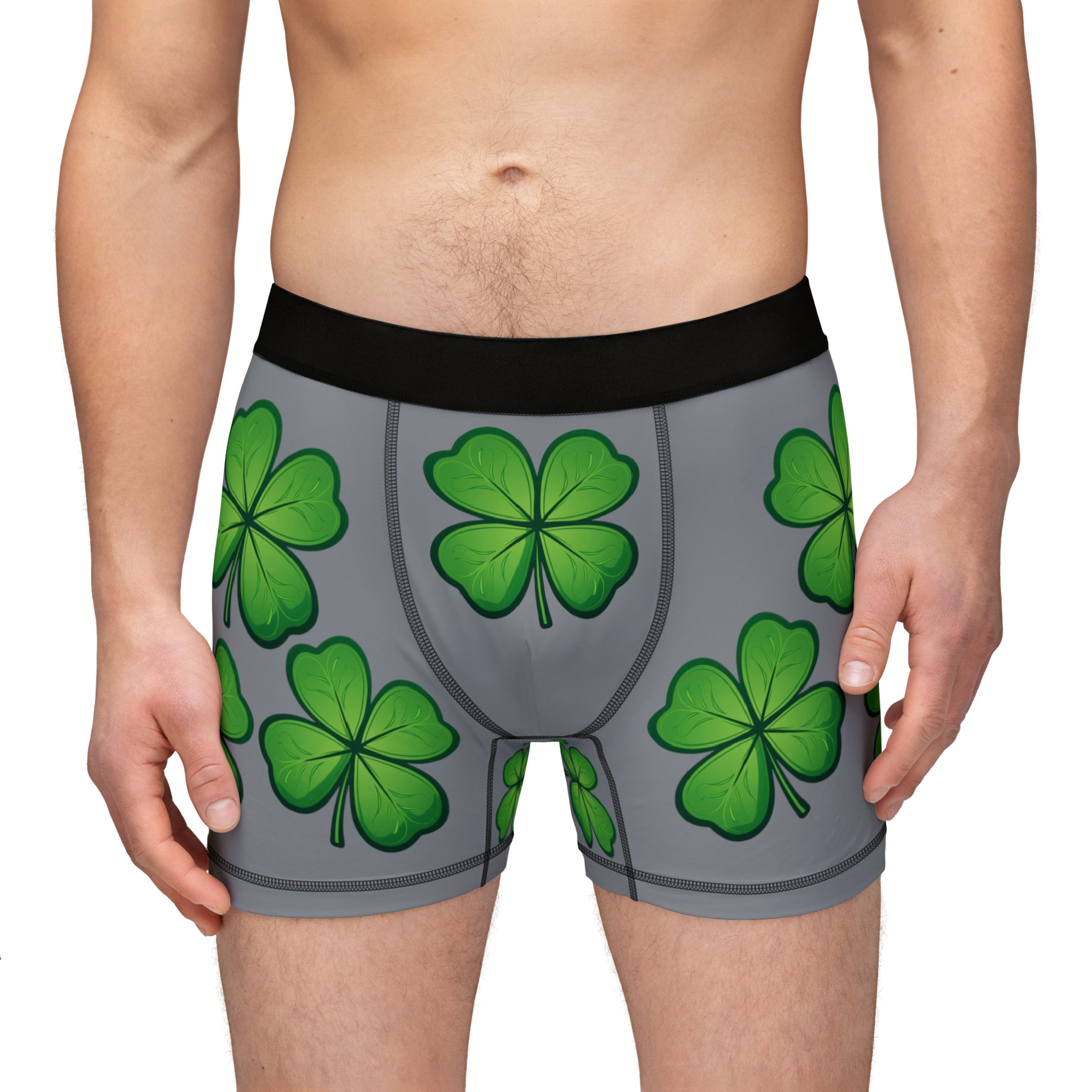 Four-Leaf Clover Men's Boxers, St. Patrick's Day Men's Boxer Briefs