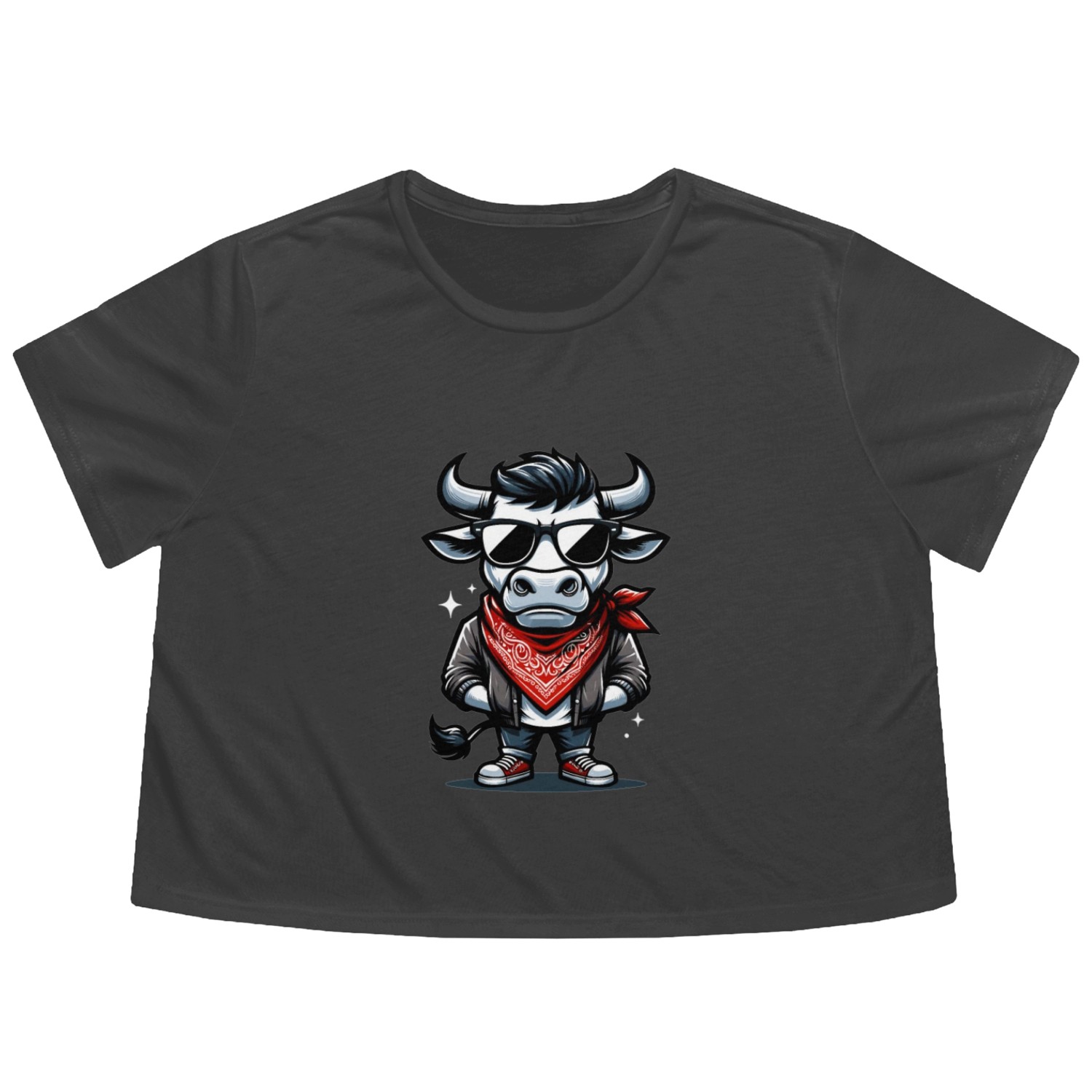 Rodeo Bull Riding Livestock Show Farmer Cattle Flowy Cropped Tees