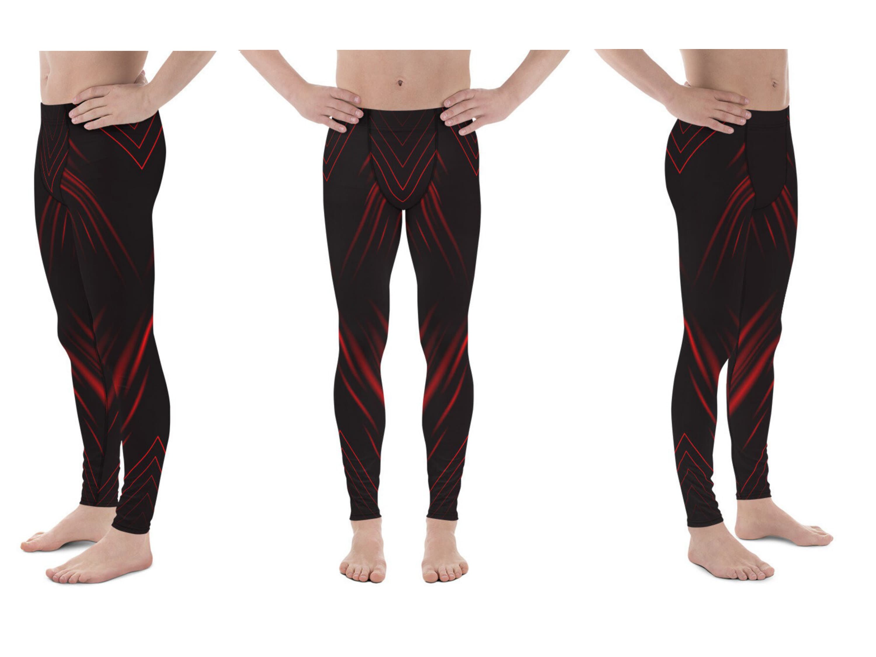 Red Light Chaos Men's Leggings| Clubbing Outfit | Athleisure Fashion Gift