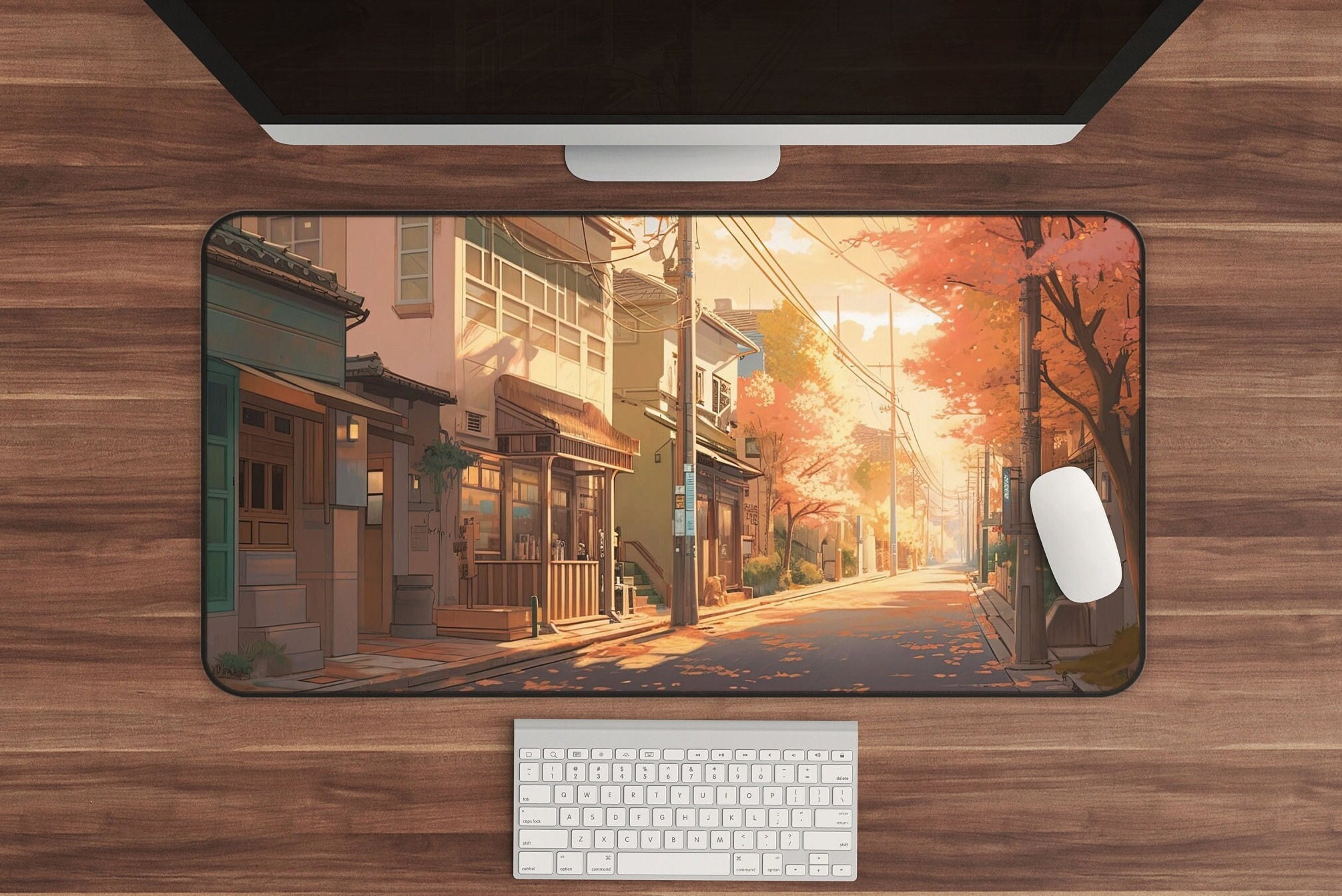 Japanese-Inspired Anime Desk Mat and XXL Mousepad with Lofi Aesthetic