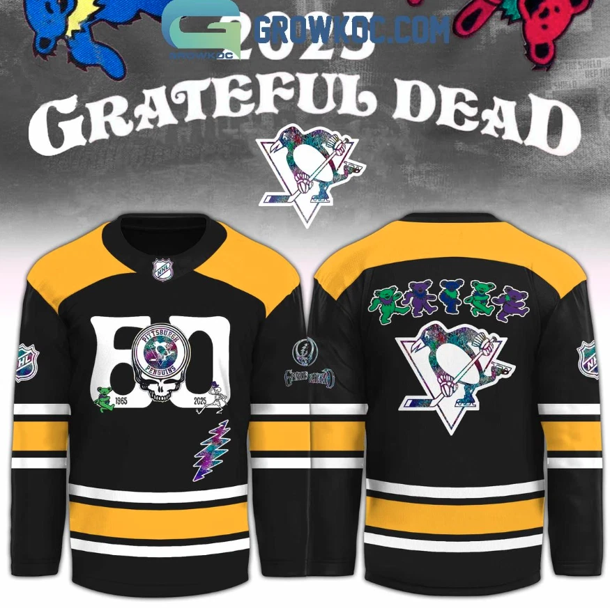 Pittsburgh Penguin X Grateful Dad 60 Years Hockey Jersey, Gift For Fans