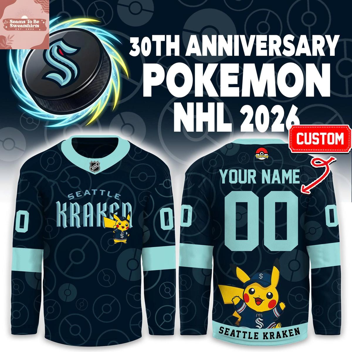 Seattle Kraken 30th Anniversary PKM 2026 Personalized Hockey Jersey