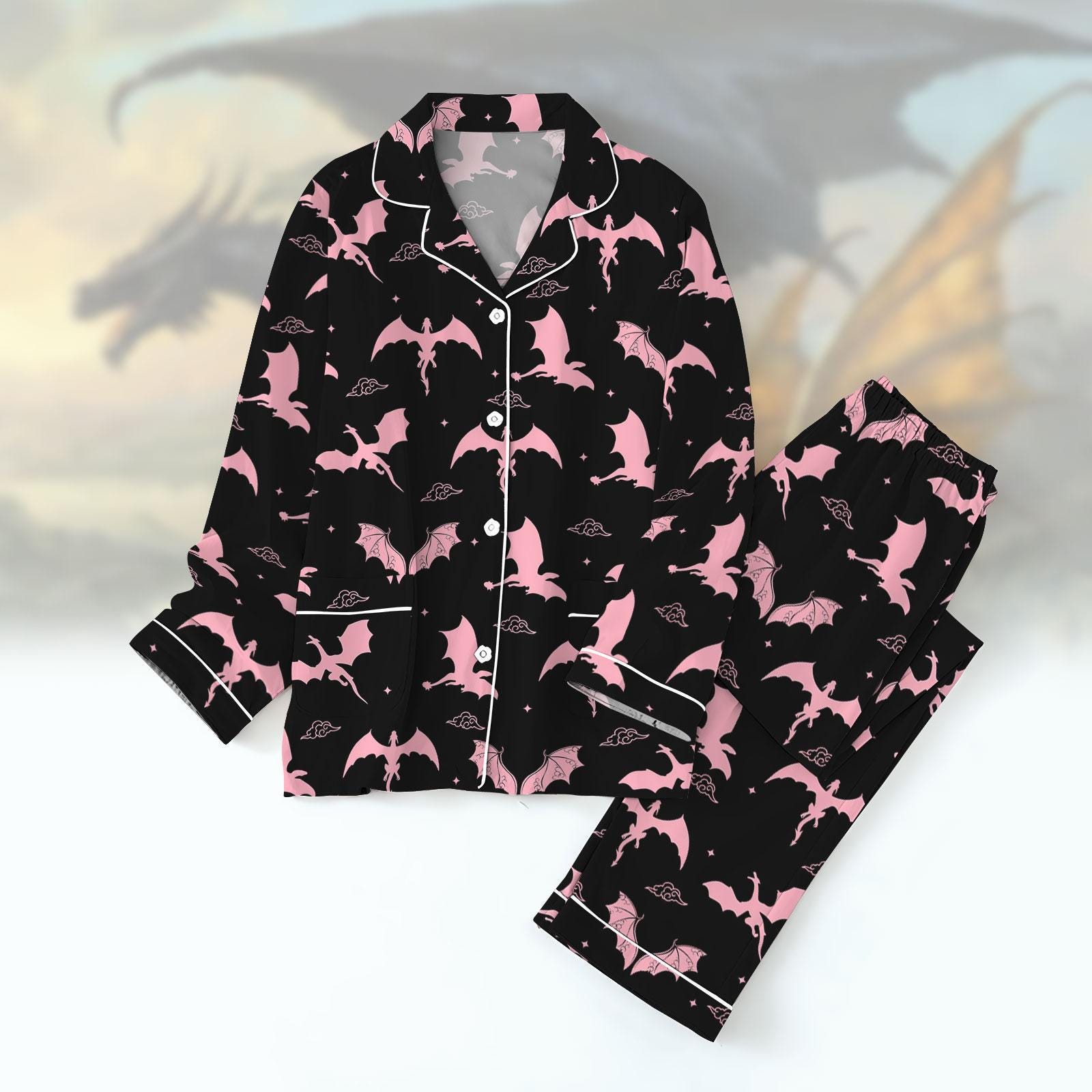 Bookish Dragon Rider Pajama Set for Adults, Fourth Wing Pajamas, Violet Sorren Family Pajamas