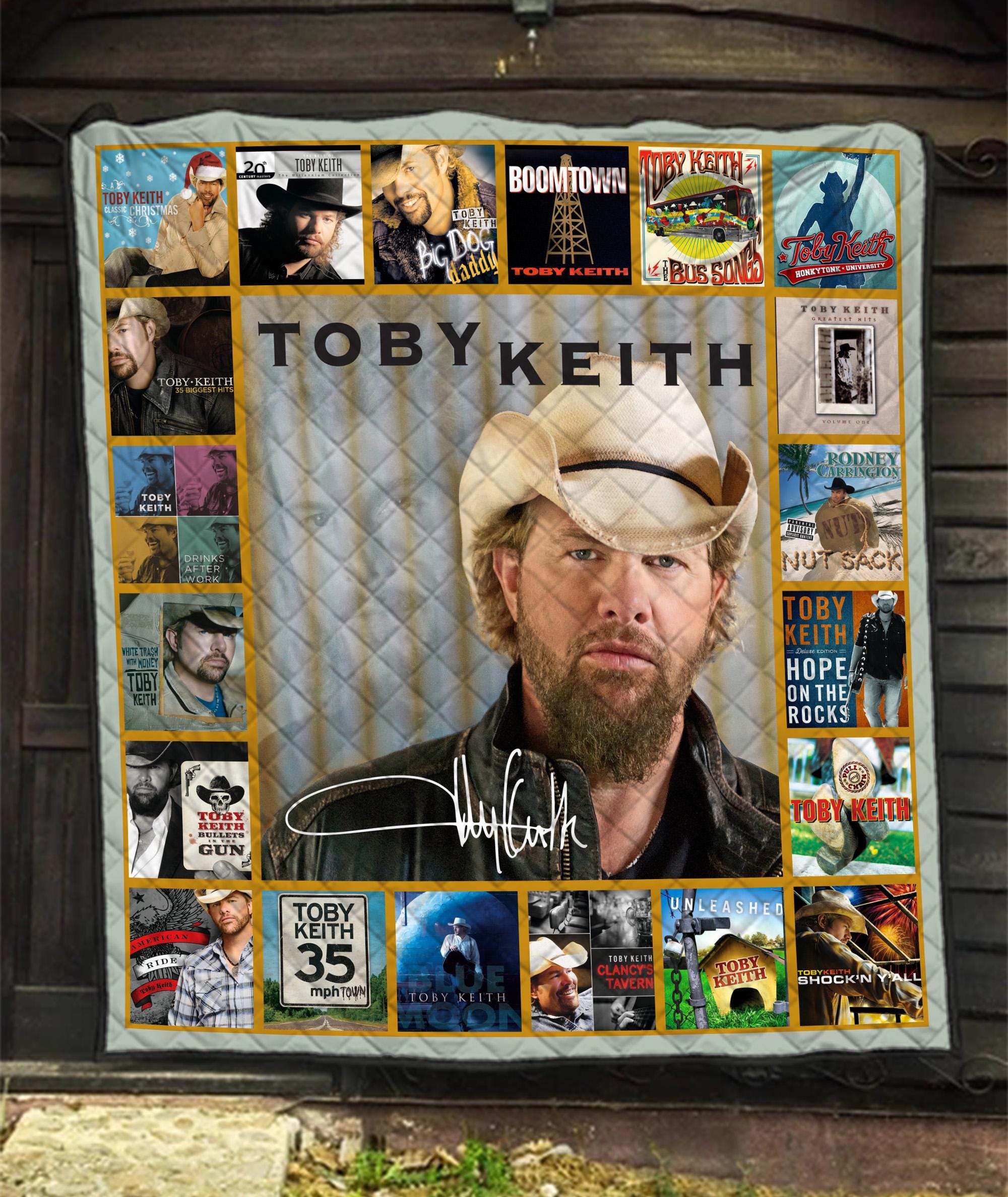 Toby Keith Album Collage Blanket, Country Music Fan Quilt