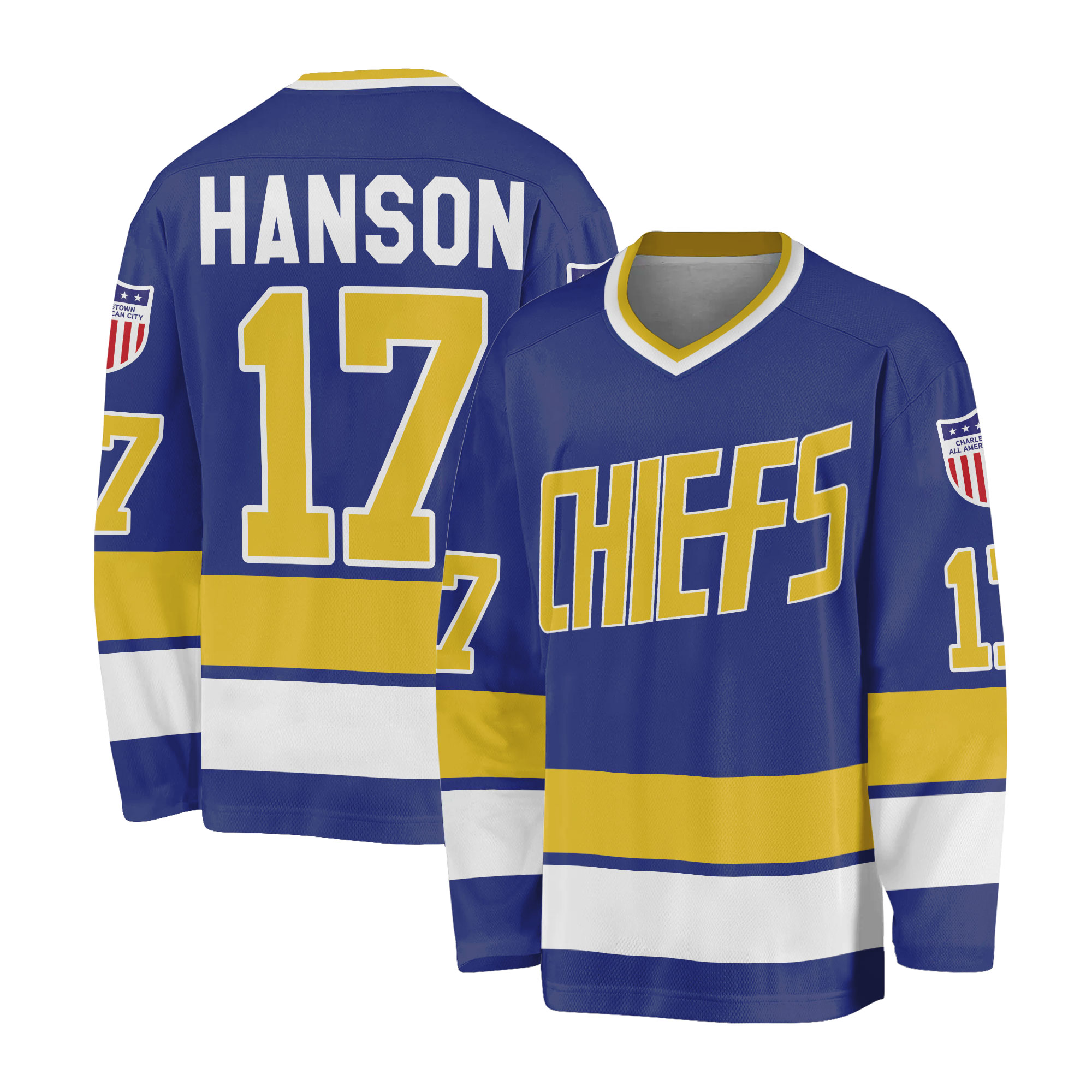 Movie Hanson Brothers Charlestown Chiefs Slap Shot #16 17 18 Ice Hockey Jersey Men's Outdoor Sportswear Tops Sewing Embroidery