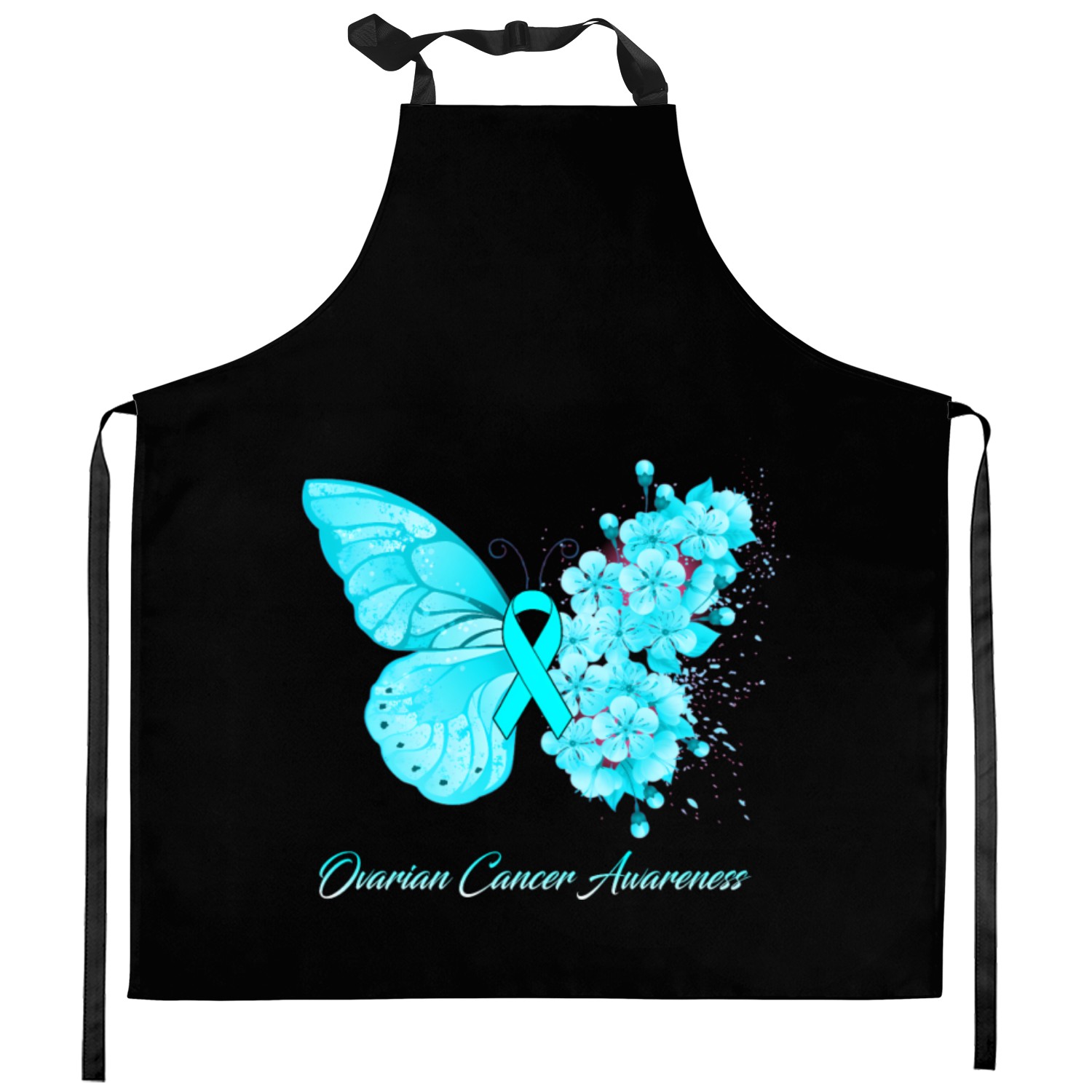 Ovarian Cancer Awareness Ribbon Teal Ovarian Cance Kitchen Aprons