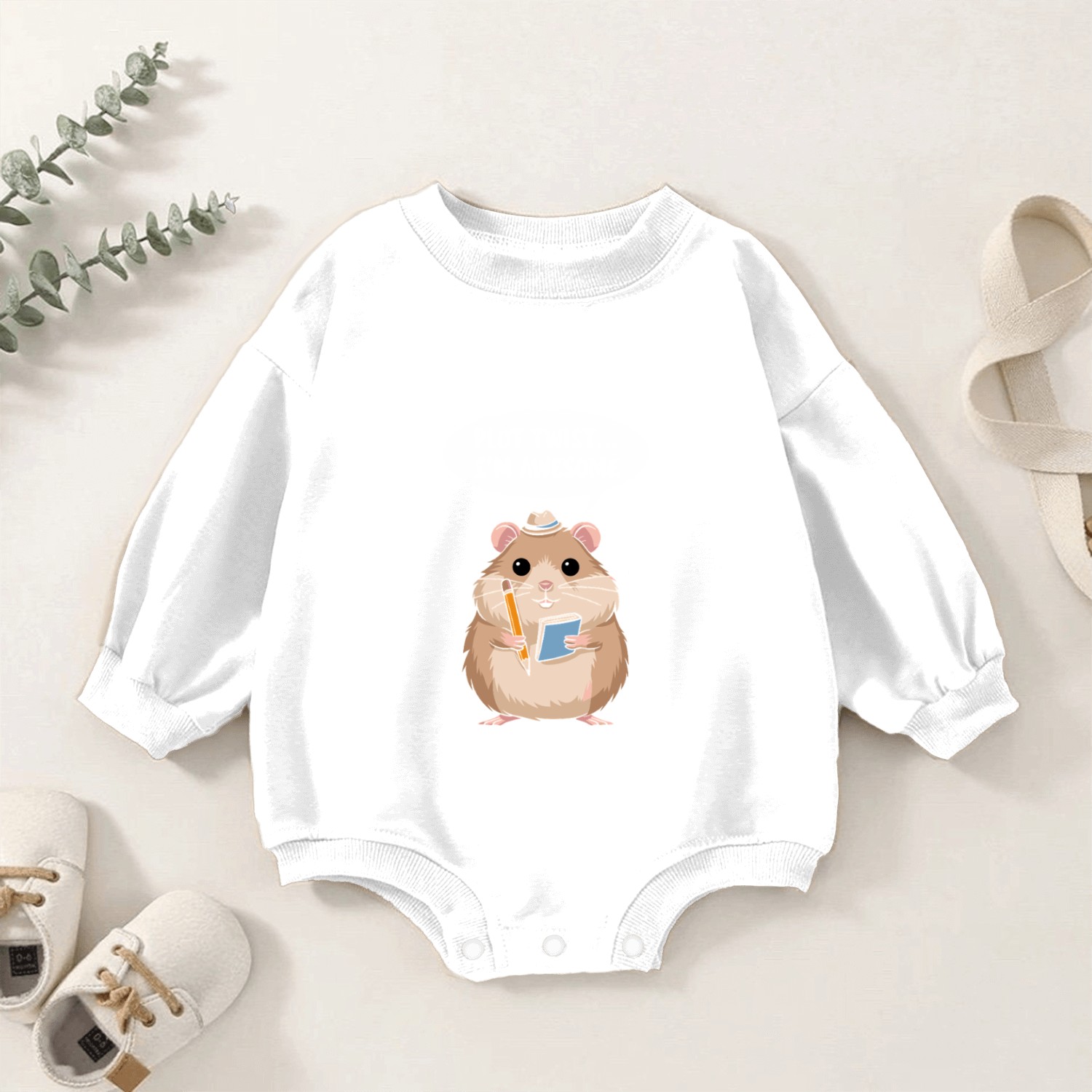 Hamster Writer Author Plot Twist I'm Awesome Baby Romper Sweatshirts