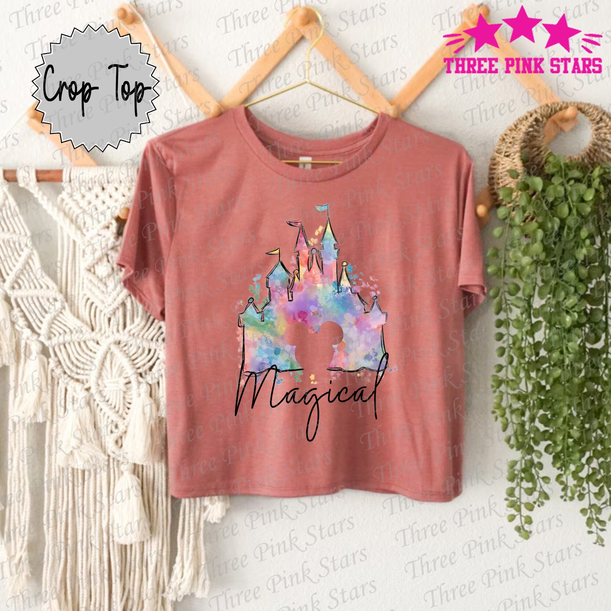 Watercolor Cinde Castle Crop Top, Magical Castle Crop Tee, Princess Castle Tee E3670